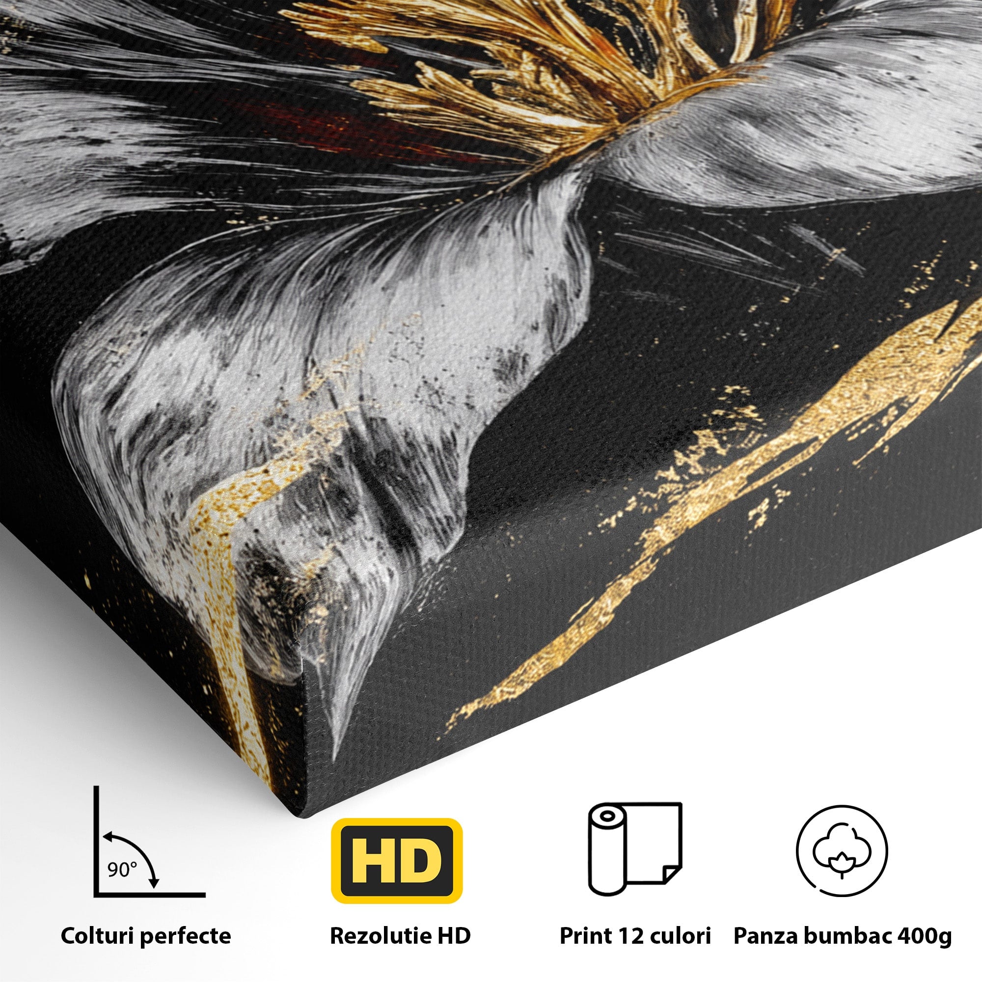 Tablou Canvas Premium LuxCanva® A1828, Eleganță de Argint, Floare, Eleganta, Abstract, Dormitor, Living, Culori Vibrante