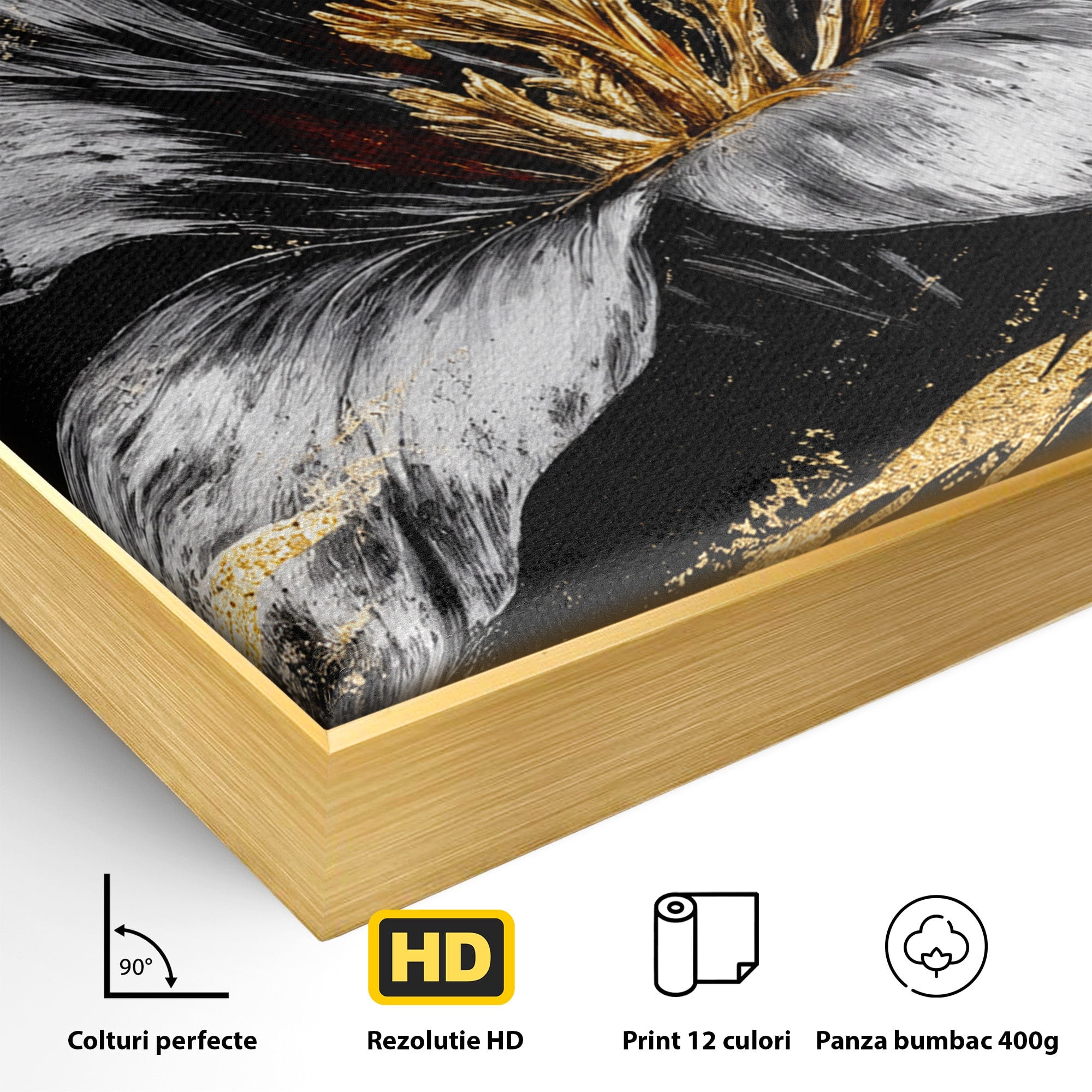Tablou Canvas Premium LuxCanva® A1828, Eleganță de Argint, Floare, Eleganta, Abstract, Dormitor, Living, Culori Vibrante