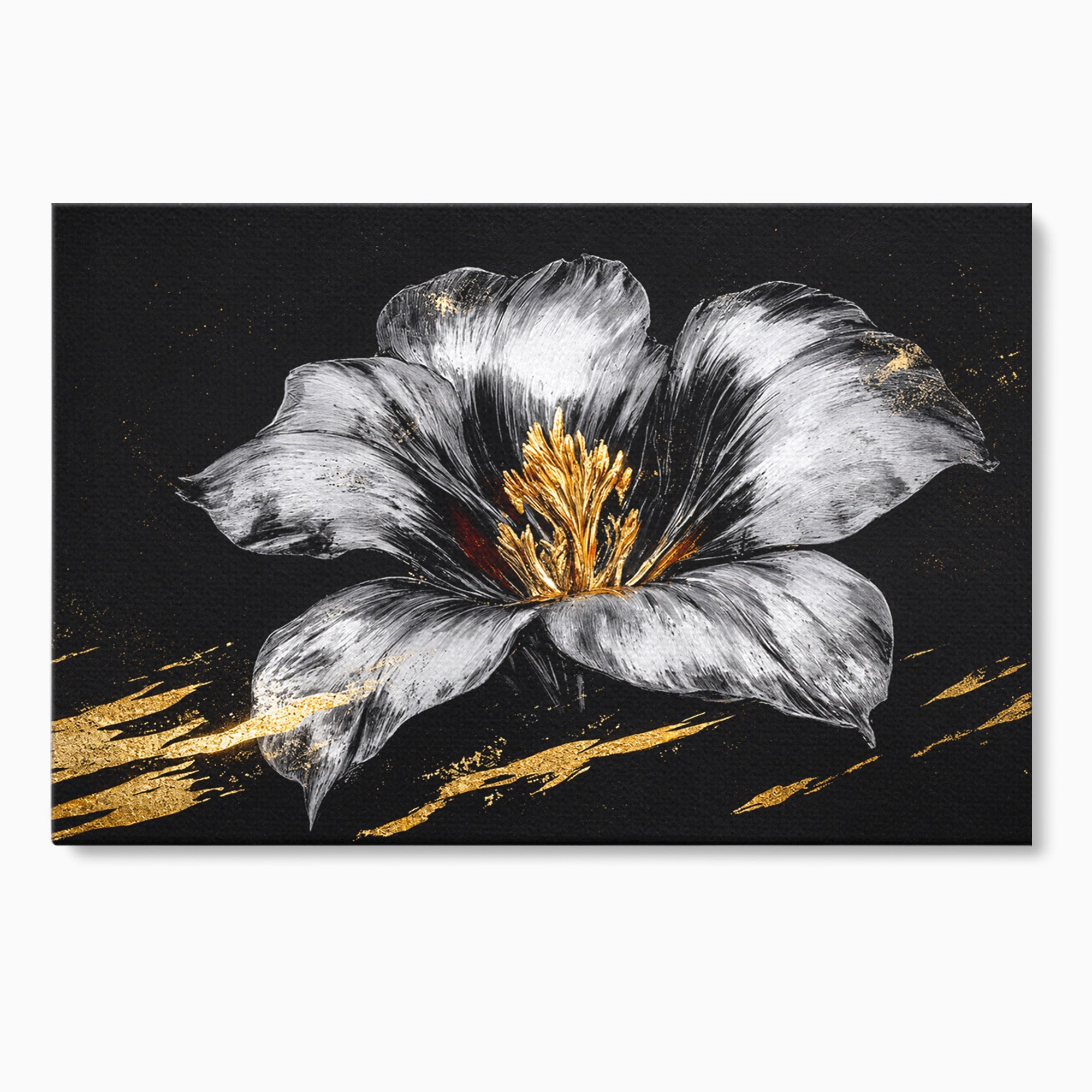 Tablou Canvas Premium LuxCanva® A1828, Eleganță de Argint, Floare, Eleganta, Abstract, Dormitor, Living, Culori Vibrante