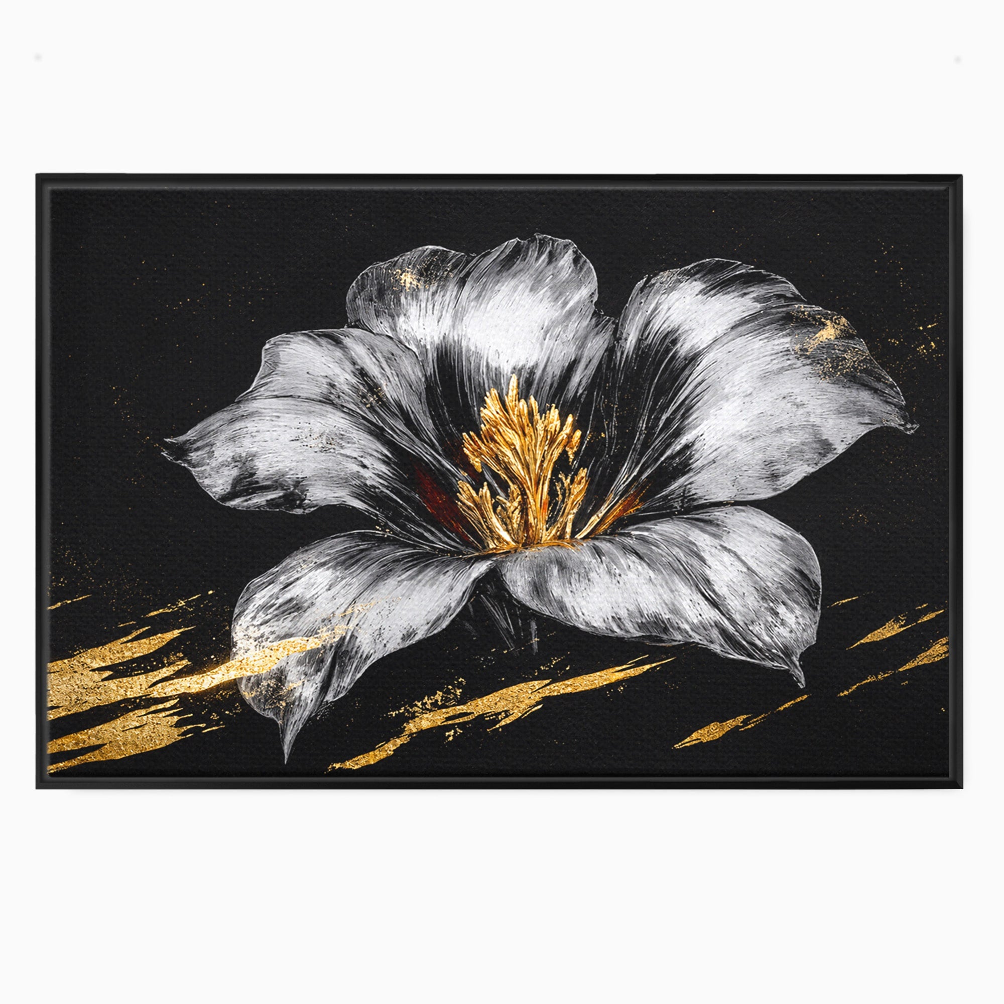 Tablou Canvas Premium LuxCanva® A1828, Eleganță de Argint, Floare, Eleganta, Abstract, Dormitor, Living, Culori Vibrante