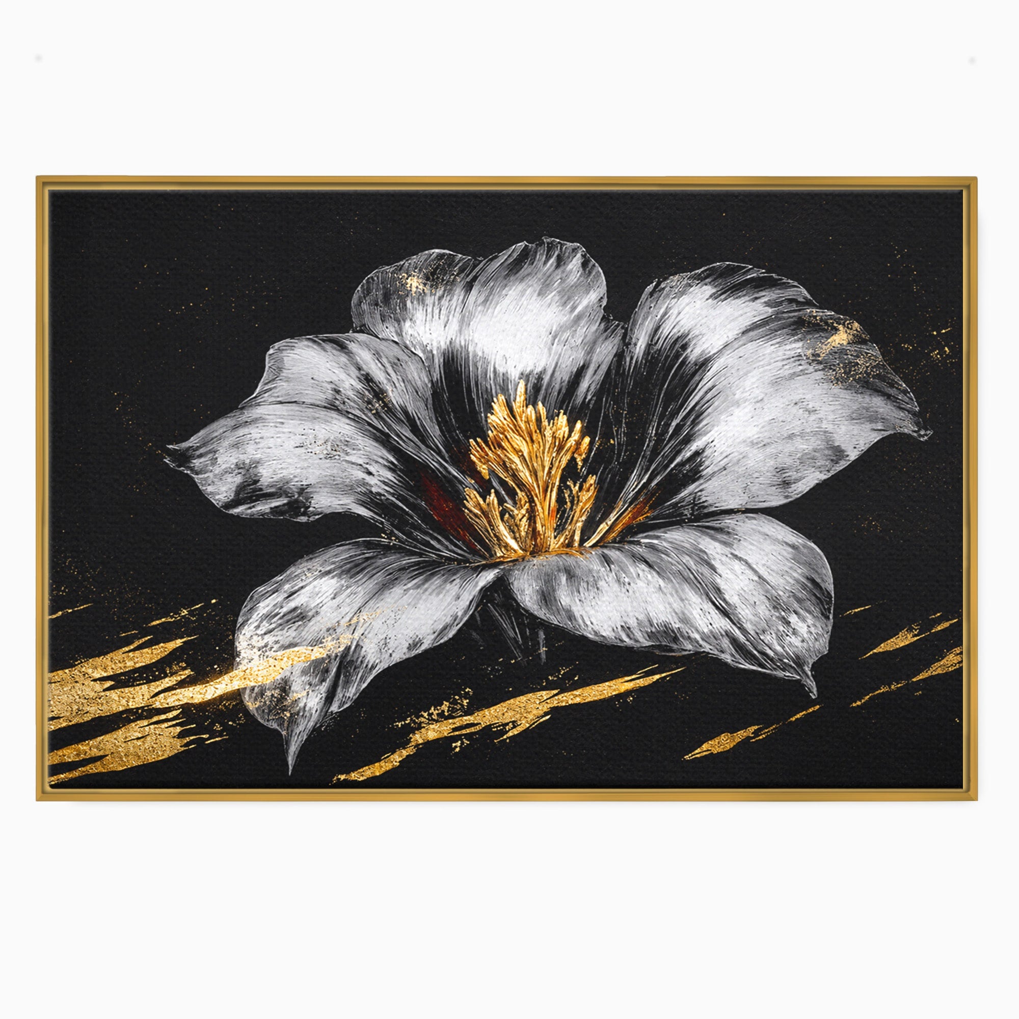 Tablou Canvas Premium LuxCanva® A1828, Eleganță de Argint, Floare, Eleganta, Abstract, Dormitor, Living, Culori Vibrante