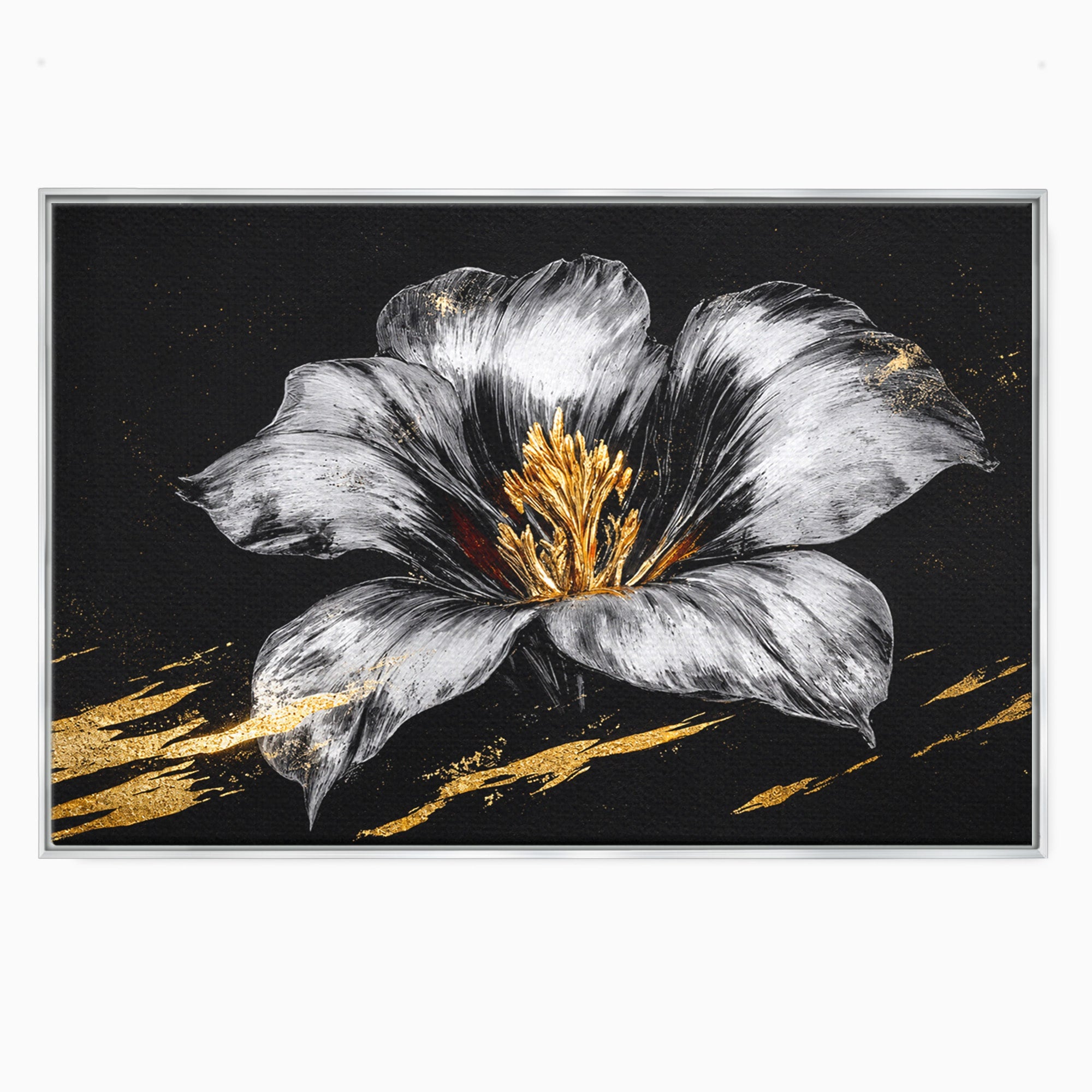 Tablou Canvas Premium LuxCanva® A1828, Eleganță de Argint, Floare, Eleganta, Abstract, Dormitor, Living, Culori Vibrante