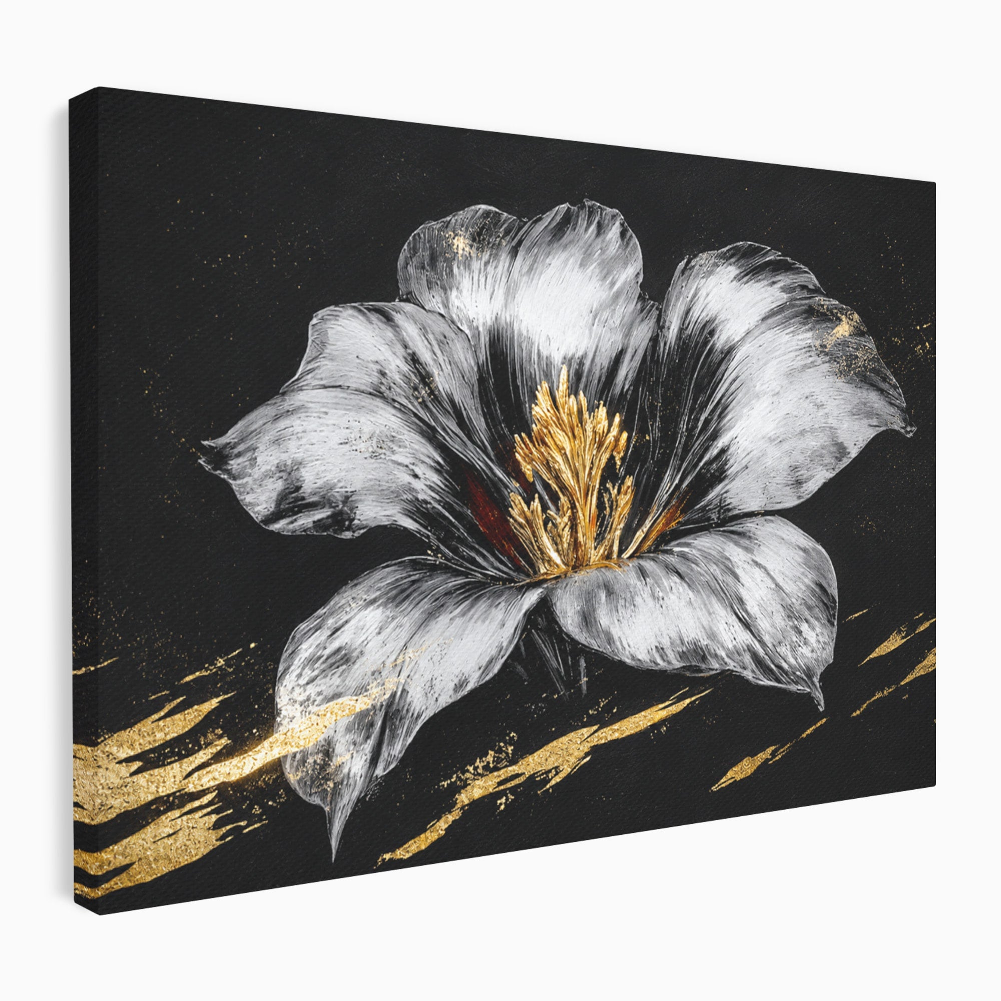 Tablou Canvas Premium LuxCanva® A1828, Eleganță de Argint, Floare, Eleganta, Abstract, Dormitor, Living, Culori Vibrante