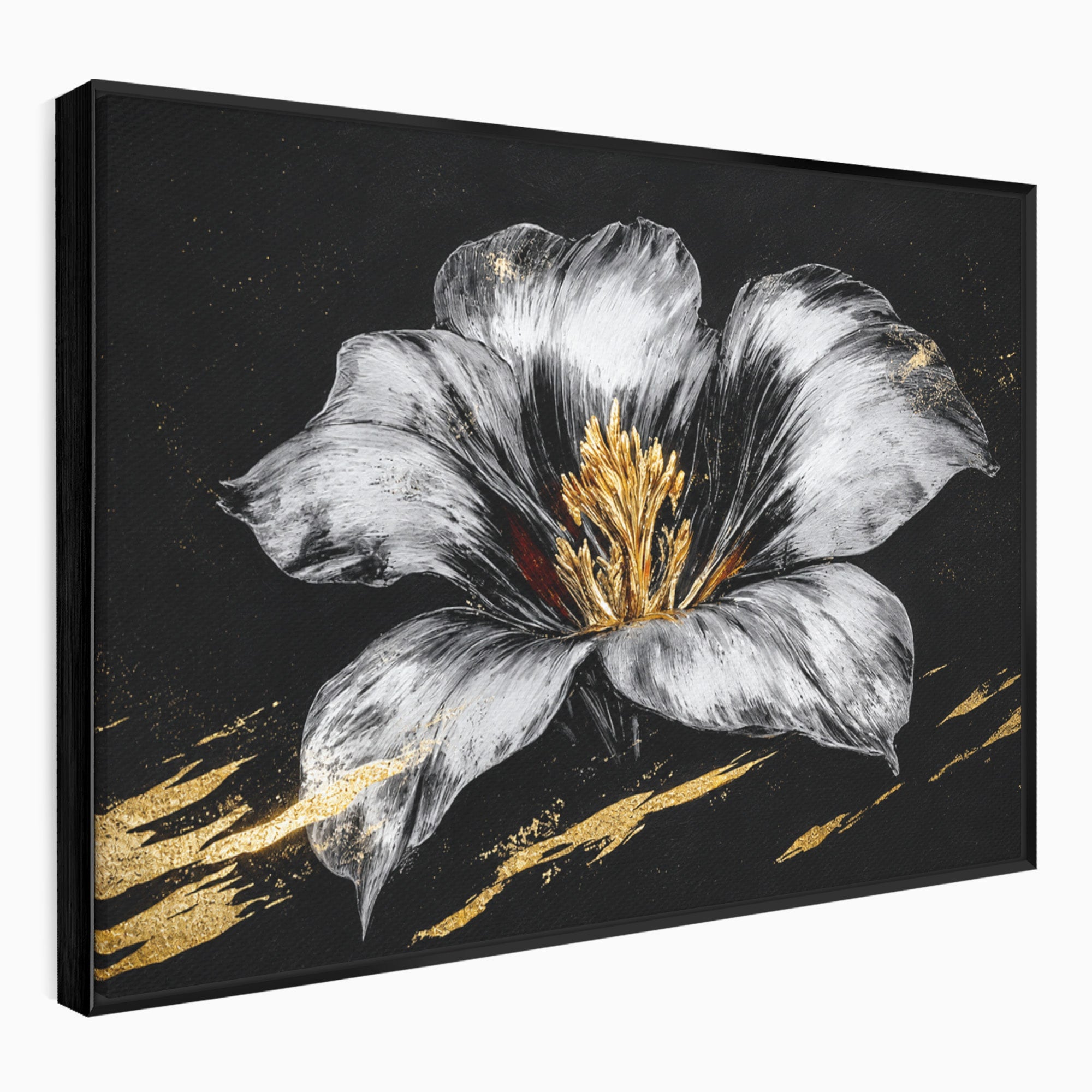 Tablou Canvas Premium LuxCanva® A1828, Eleganță de Argint, Floare, Eleganta, Abstract, Dormitor, Living, Culori Vibrante