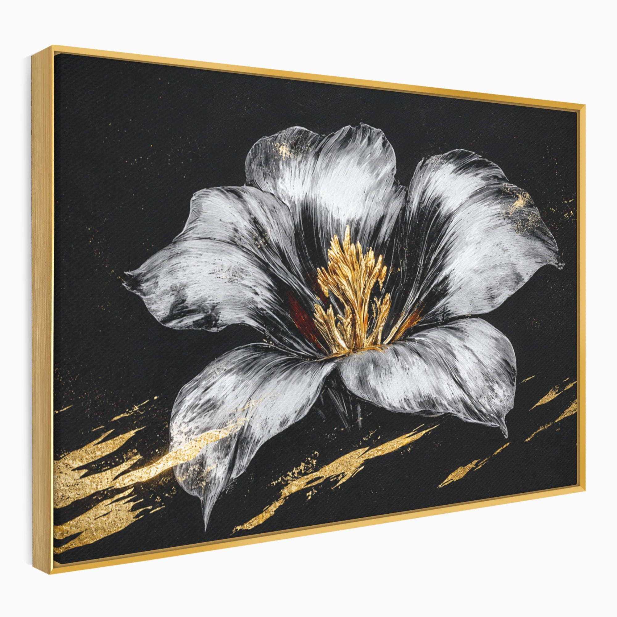 Tablou Canvas Premium LuxCanva® A1828, Eleganță de Argint, Floare, Eleganta, Abstract, Dormitor, Living, Culori Vibrante