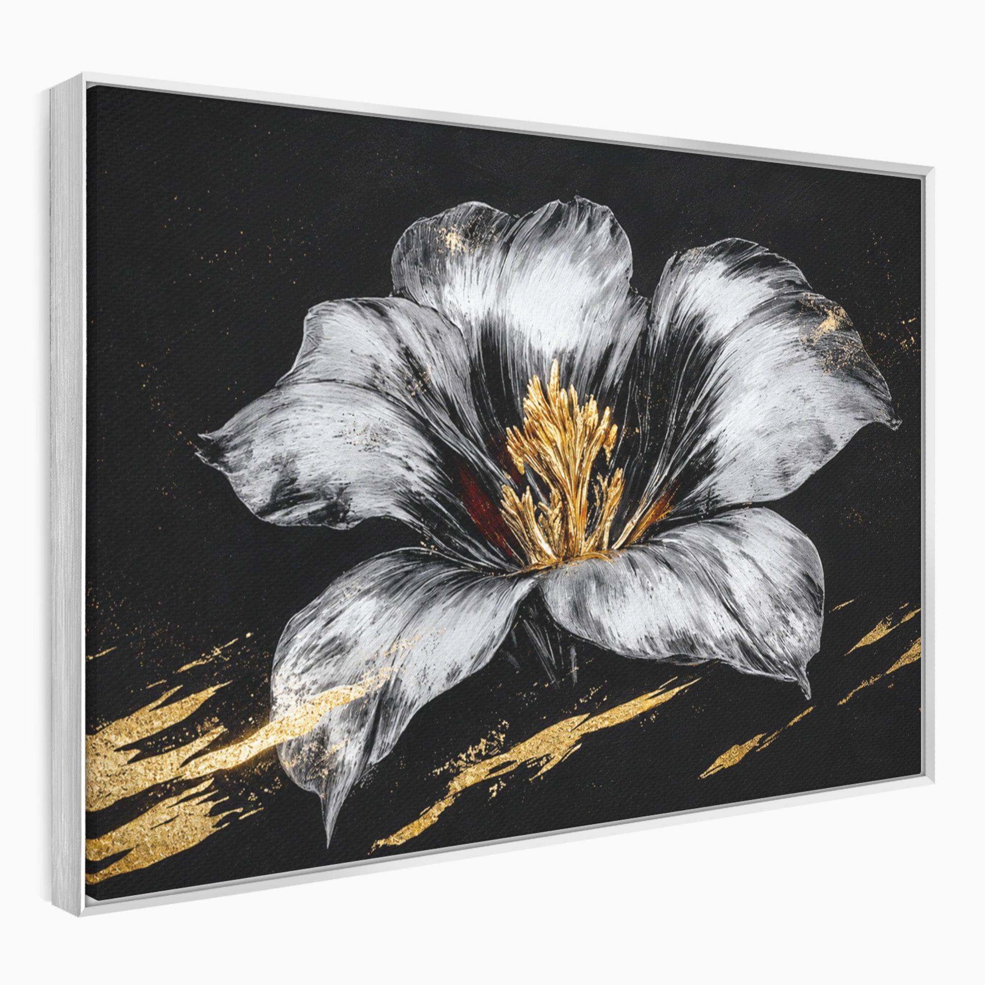 Tablou Canvas Premium LuxCanva® A1828, Eleganță de Argint, Floare, Eleganta, Abstract, Dormitor, Living, Culori Vibrante