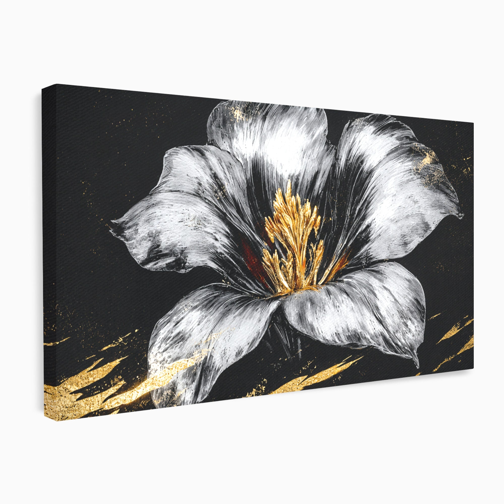 Tablou Canvas Premium LuxCanva® A1828, Eleganță de Argint, Floare, Eleganta, Abstract, Dormitor, Living, Culori Vibrante