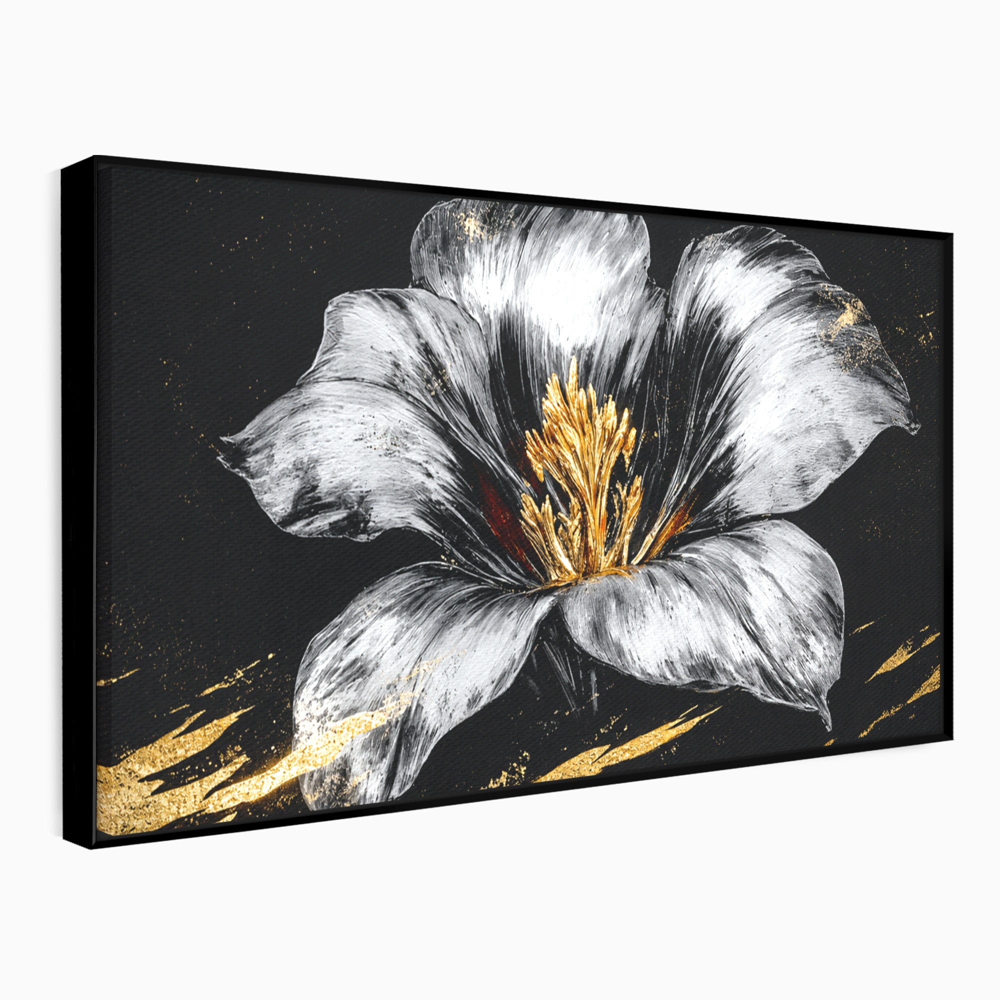 Tablou Canvas Premium LuxCanva® A1828, Eleganță de Argint, Floare, Eleganta, Abstract, Dormitor, Living, Culori Vibrante