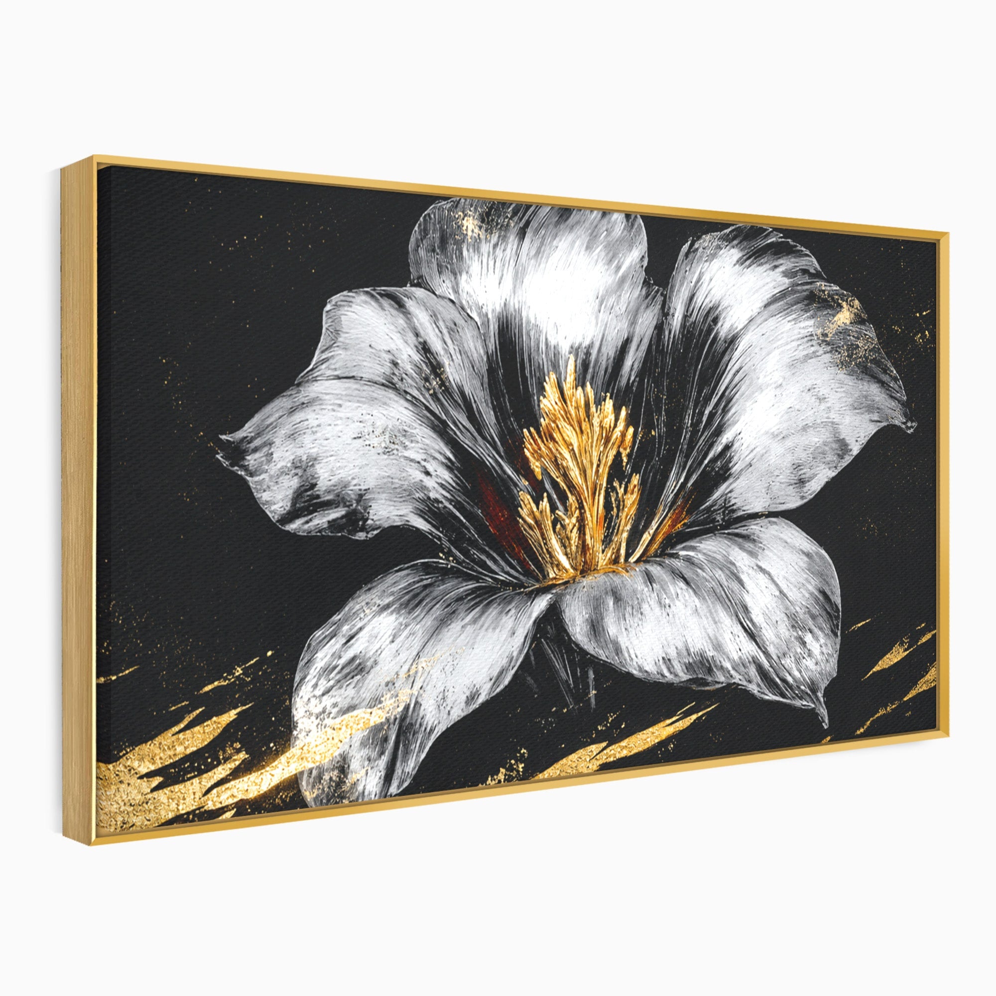 Tablou Canvas Premium LuxCanva® A1828, Eleganță de Argint, Floare, Eleganta, Abstract, Dormitor, Living, Culori Vibrante