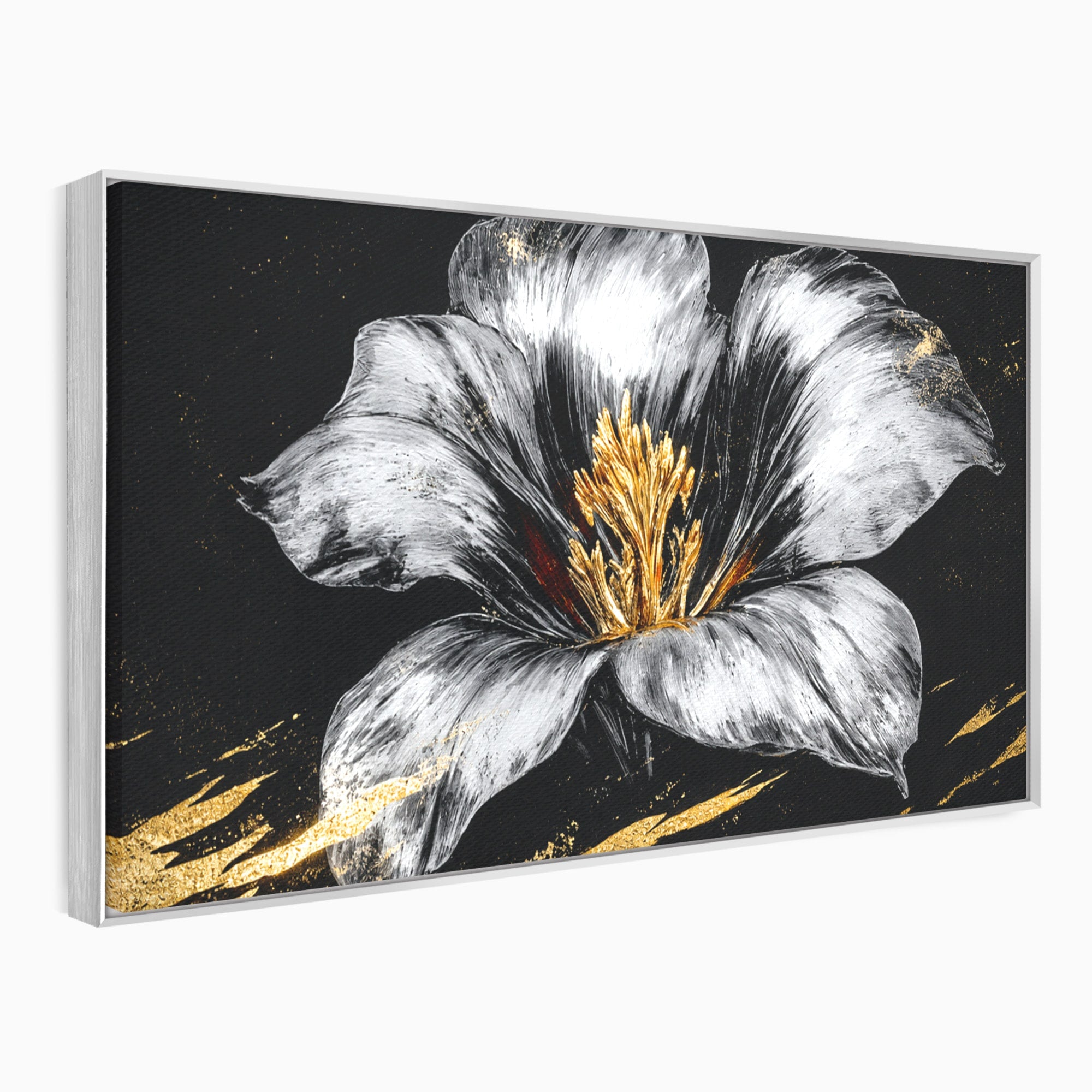 Tablou Canvas Premium LuxCanva® A1828, Eleganță de Argint, Floare, Eleganta, Abstract, Dormitor, Living, Culori Vibrante