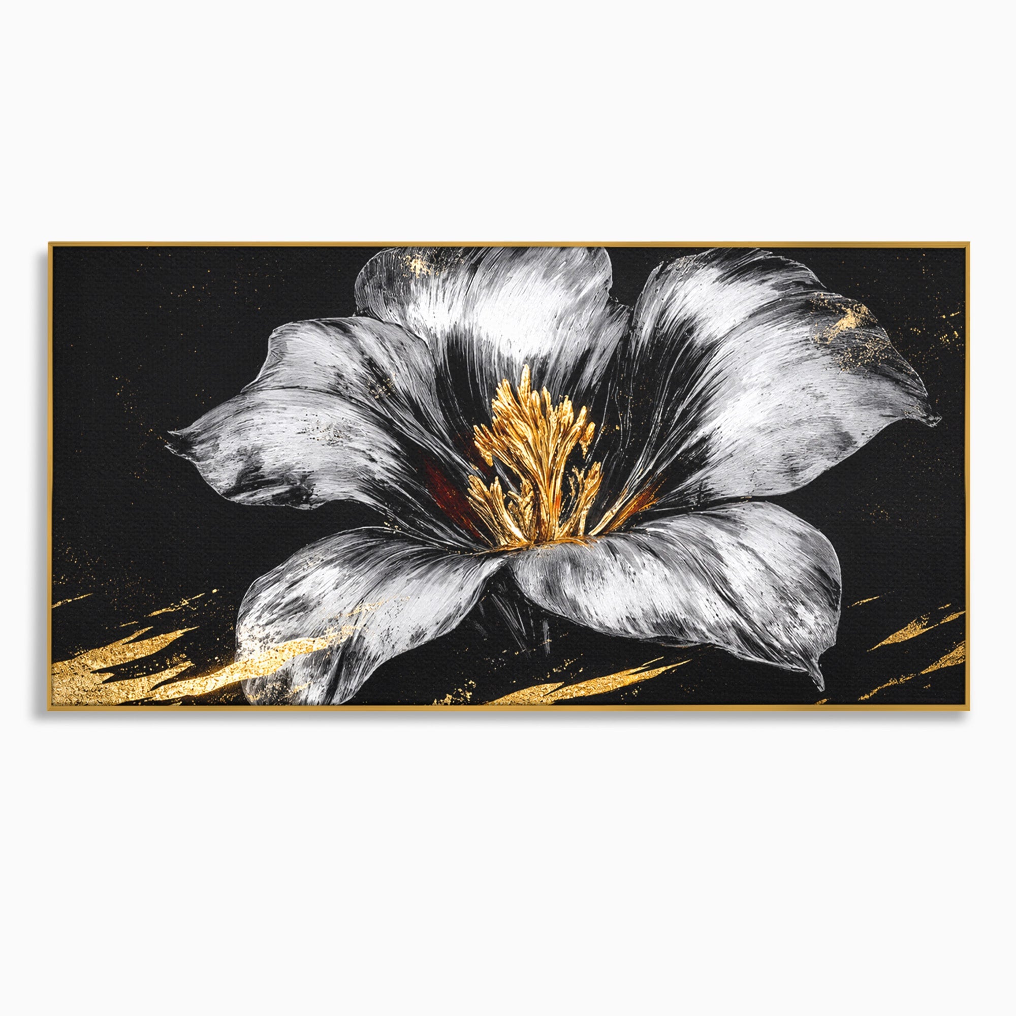 Tablou Canvas Premium LuxCanva® A1828, Eleganță de Argint, Floare, Eleganta, Abstract, Dormitor, Living, Culori Vibrante