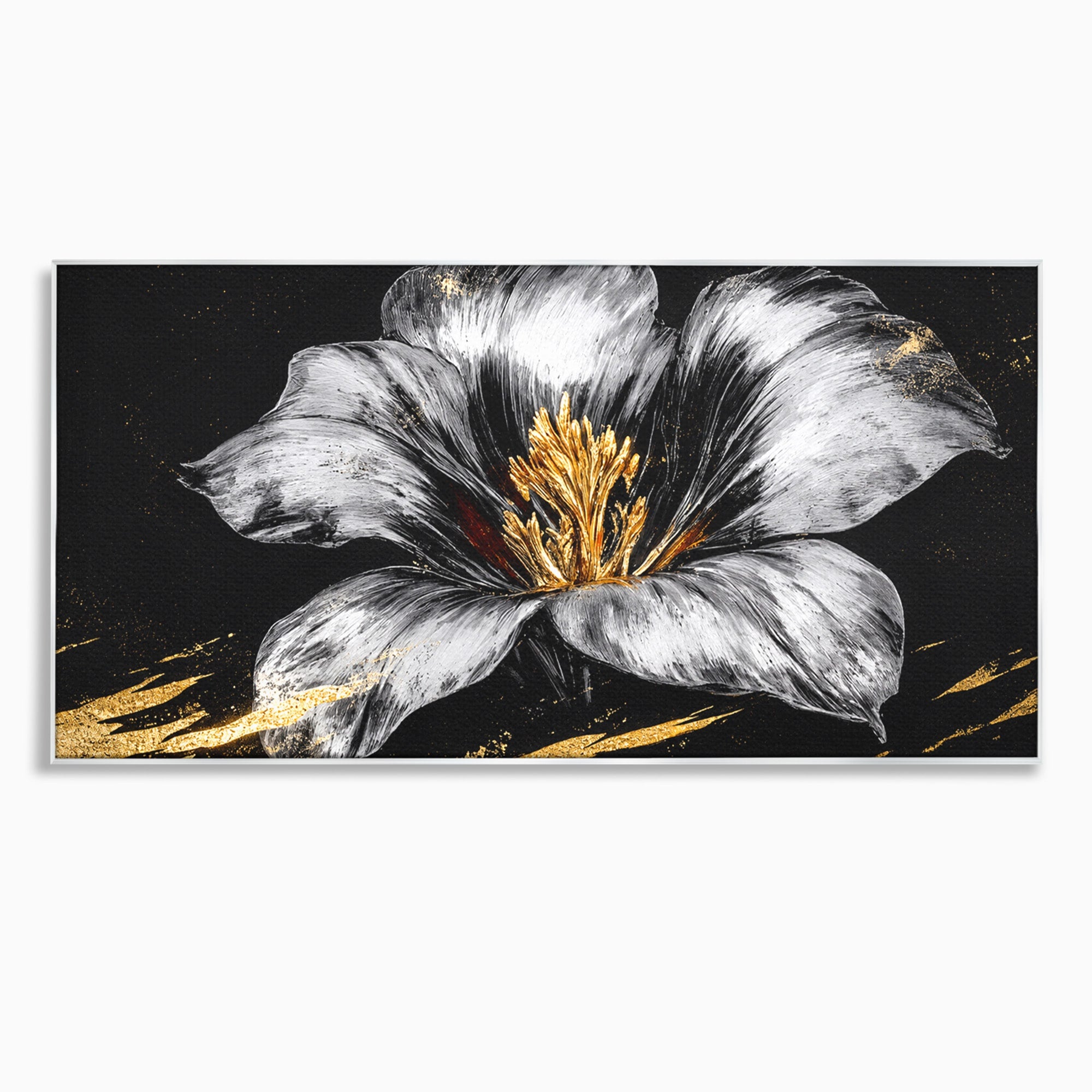 Tablou Canvas Premium LuxCanva® A1828, Eleganță de Argint, Floare, Eleganta, Abstract, Dormitor, Living, Culori Vibrante