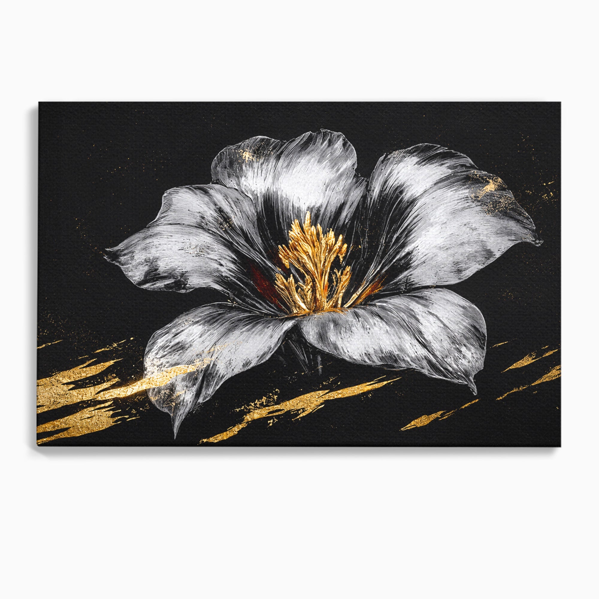 Tablou Canvas Premium LuxCanva® A1828, Eleganță de Argint, Floare, Eleganta, Abstract, Dormitor, Living, Culori Vibrante