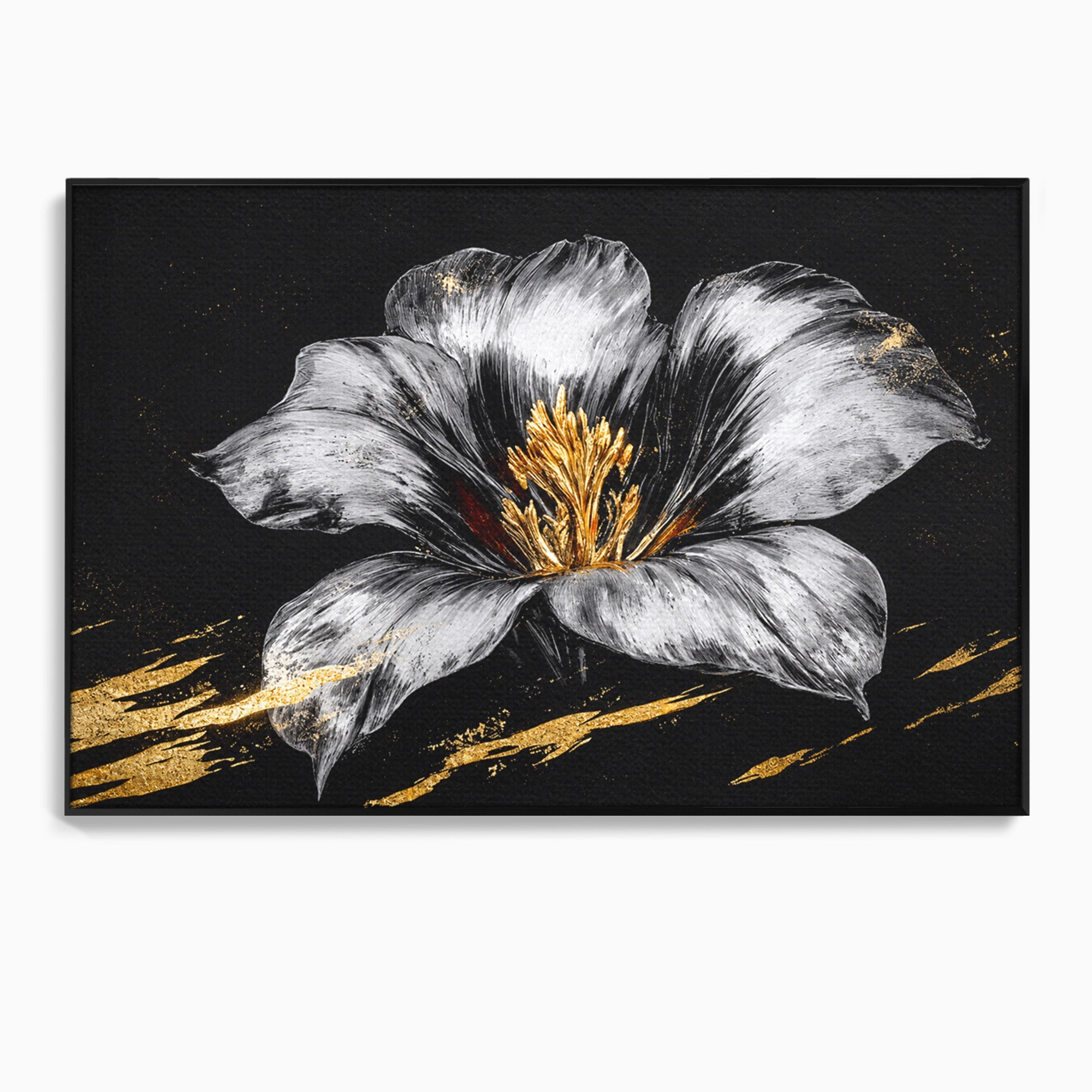 Tablou Canvas Premium LuxCanva® A1828, Eleganță de Argint, Floare, Eleganta, Abstract, Dormitor, Living, Culori Vibrante