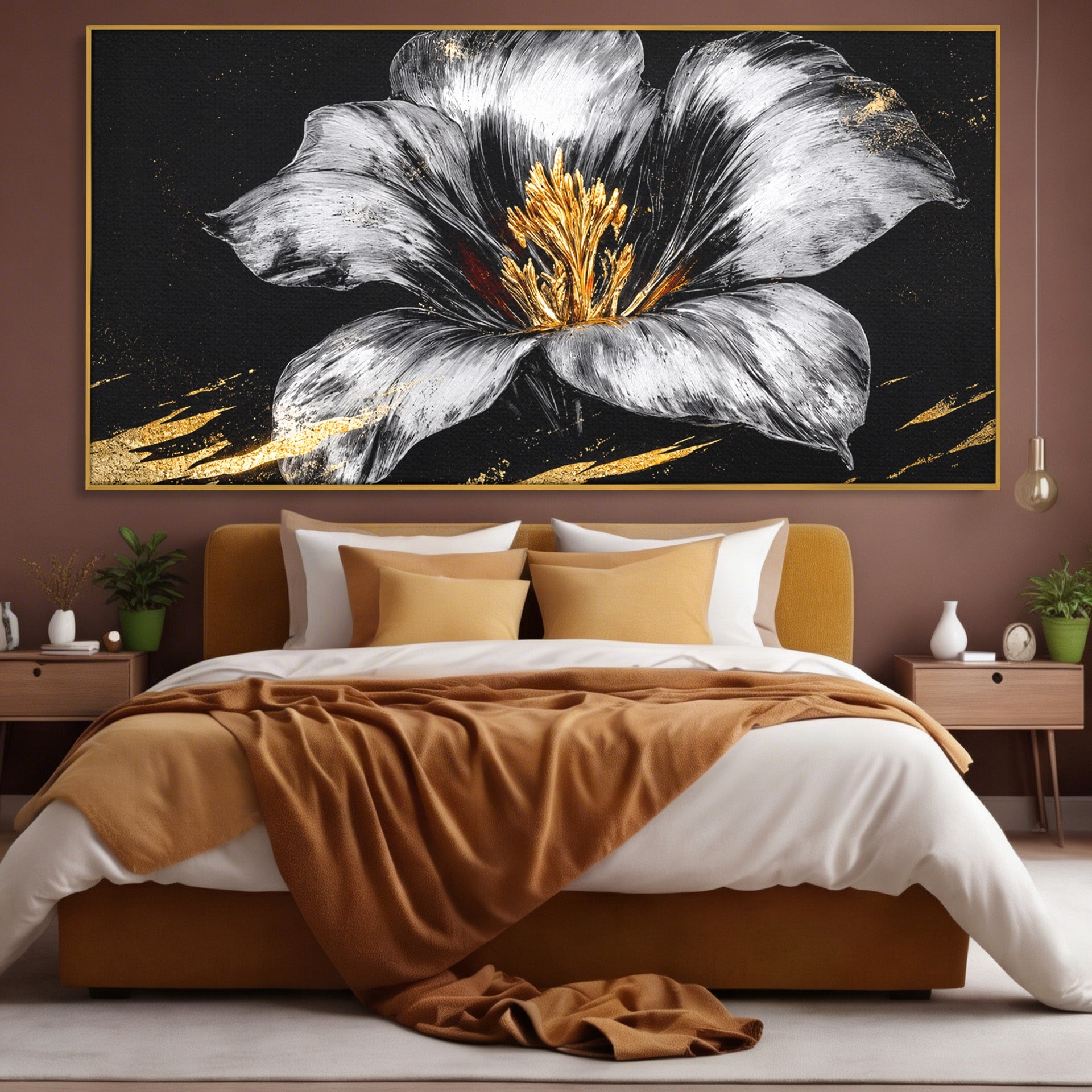 Tablou Canvas Premium LuxCanva® A1828, Eleganță de Argint, Floare, Eleganta, Abstract, Dormitor, Living, Culori Vibrante