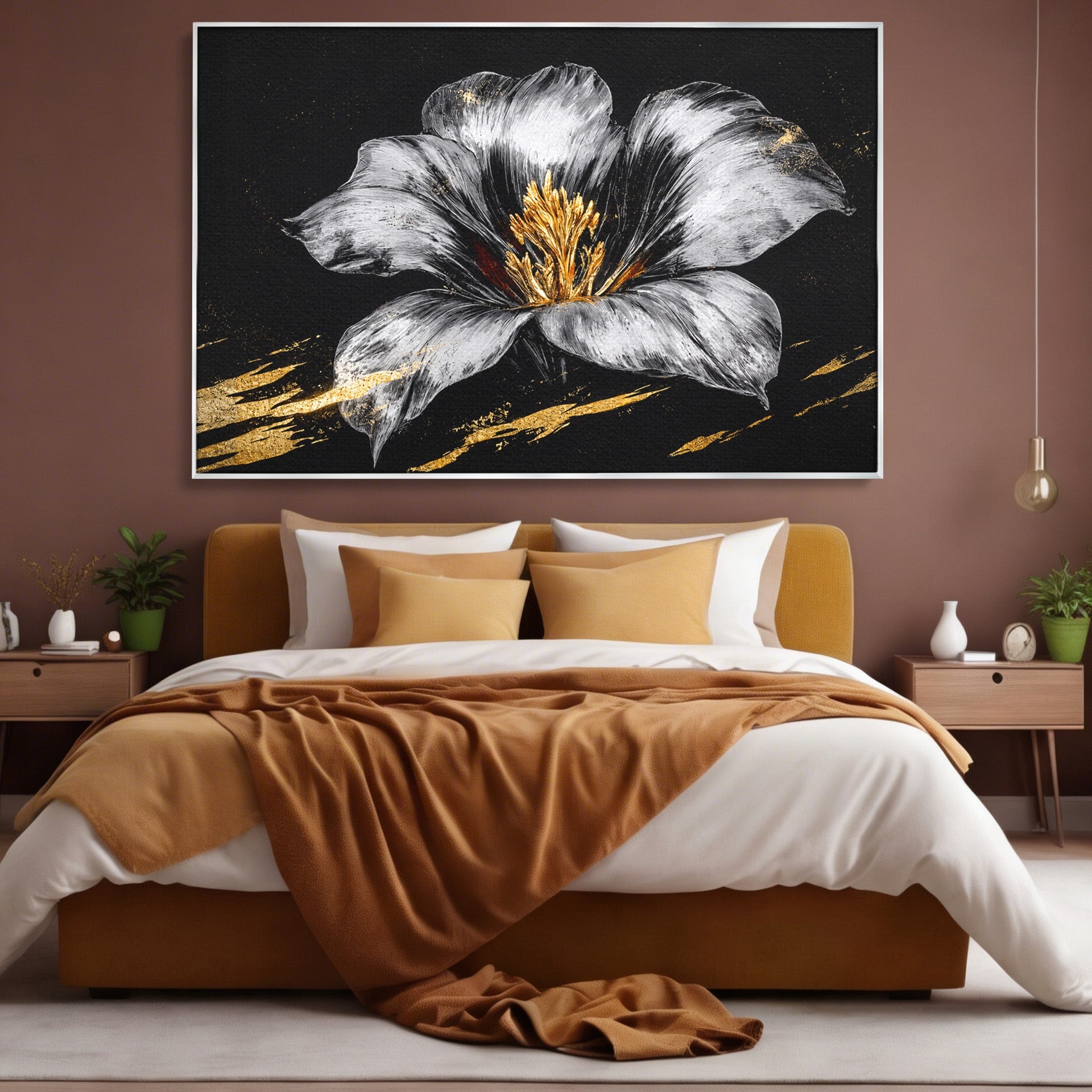 Tablou Canvas Premium LuxCanva® A1828, Eleganță de Argint, Floare, Eleganta, Abstract, Dormitor, Living, Culori Vibrante