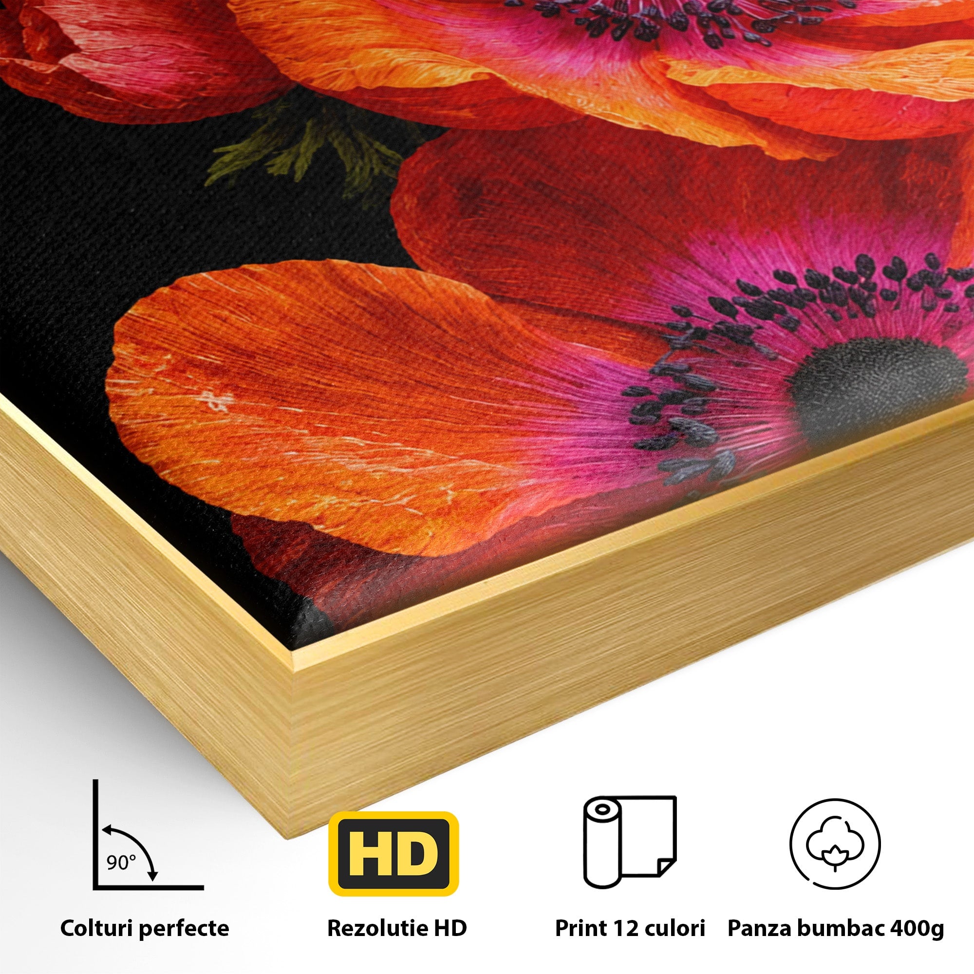 Tablou Canvas Premium LuxCanva® A1829, Maci Rosii, Maci, Flori, Natura, Vibrant, Dormitor, Culori Vibrante