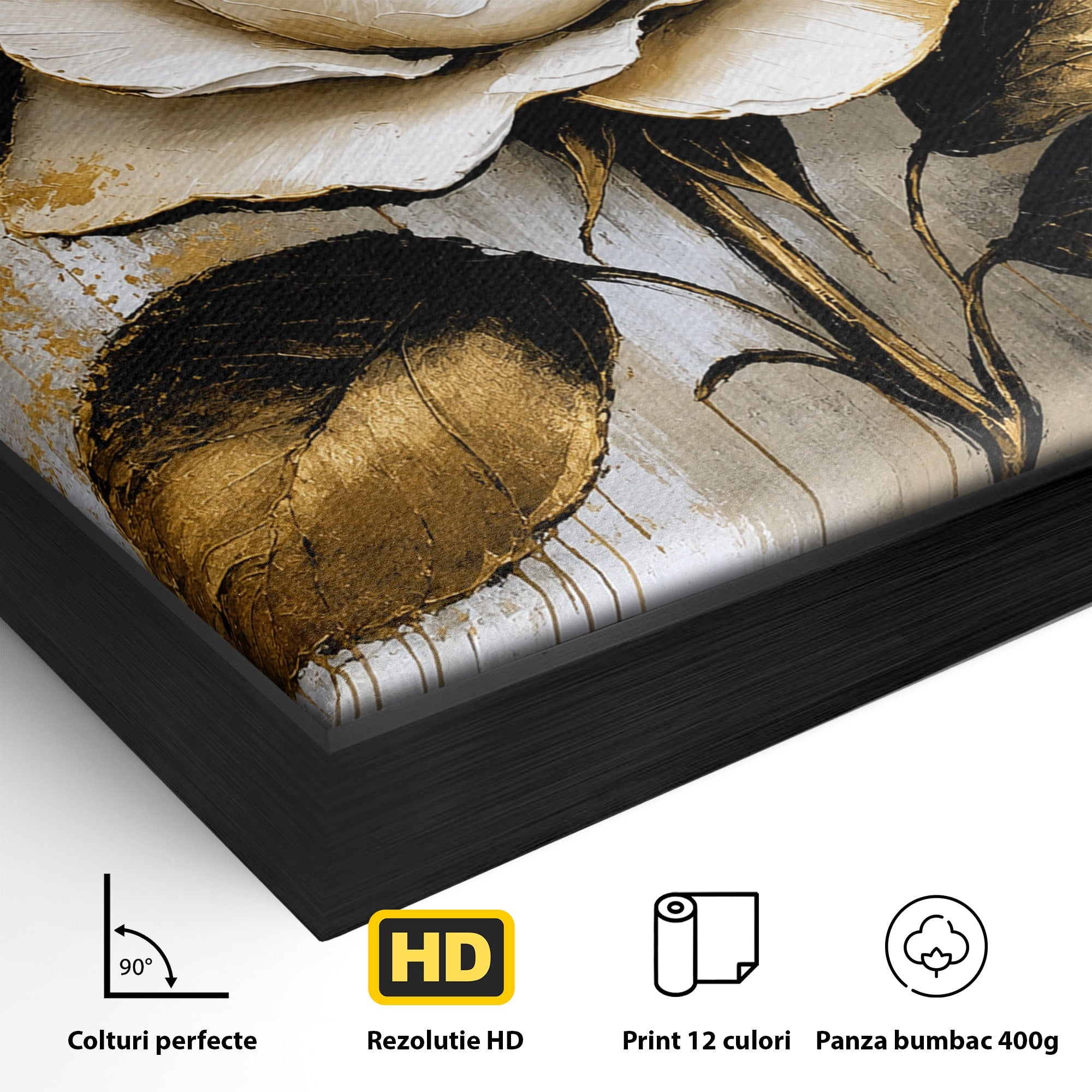 Tablou Canvas Premium LuxCanva® A1831, Trandafirul De Aur, Trandafir, Floare, Eleganta, Arta, Dormitor, Living, Culori Vibrante