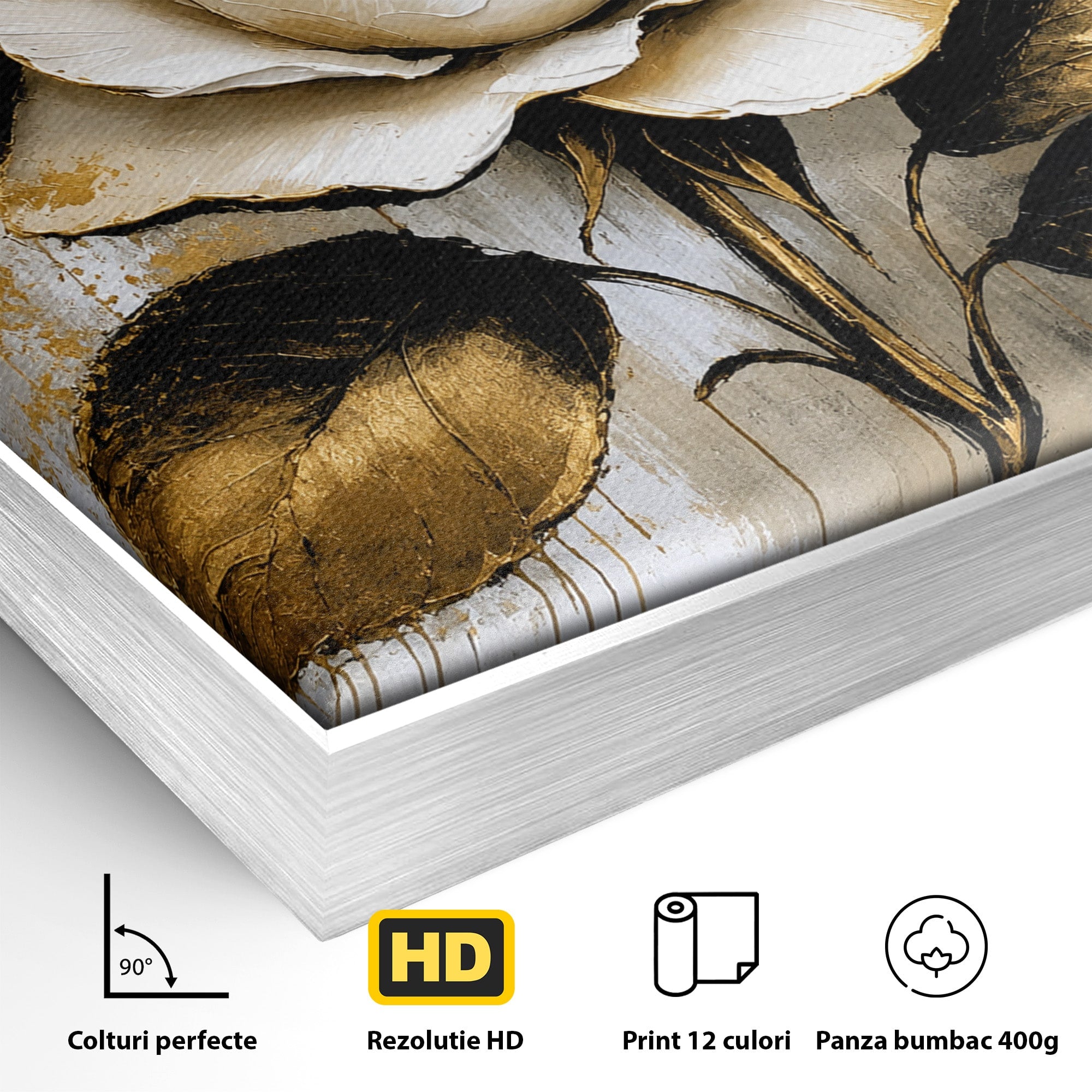 Tablou Canvas Premium LuxCanva® A1831, Trandafirul De Aur, Trandafir, Floare, Eleganta, Arta, Dormitor, Living, Culori Vibrante