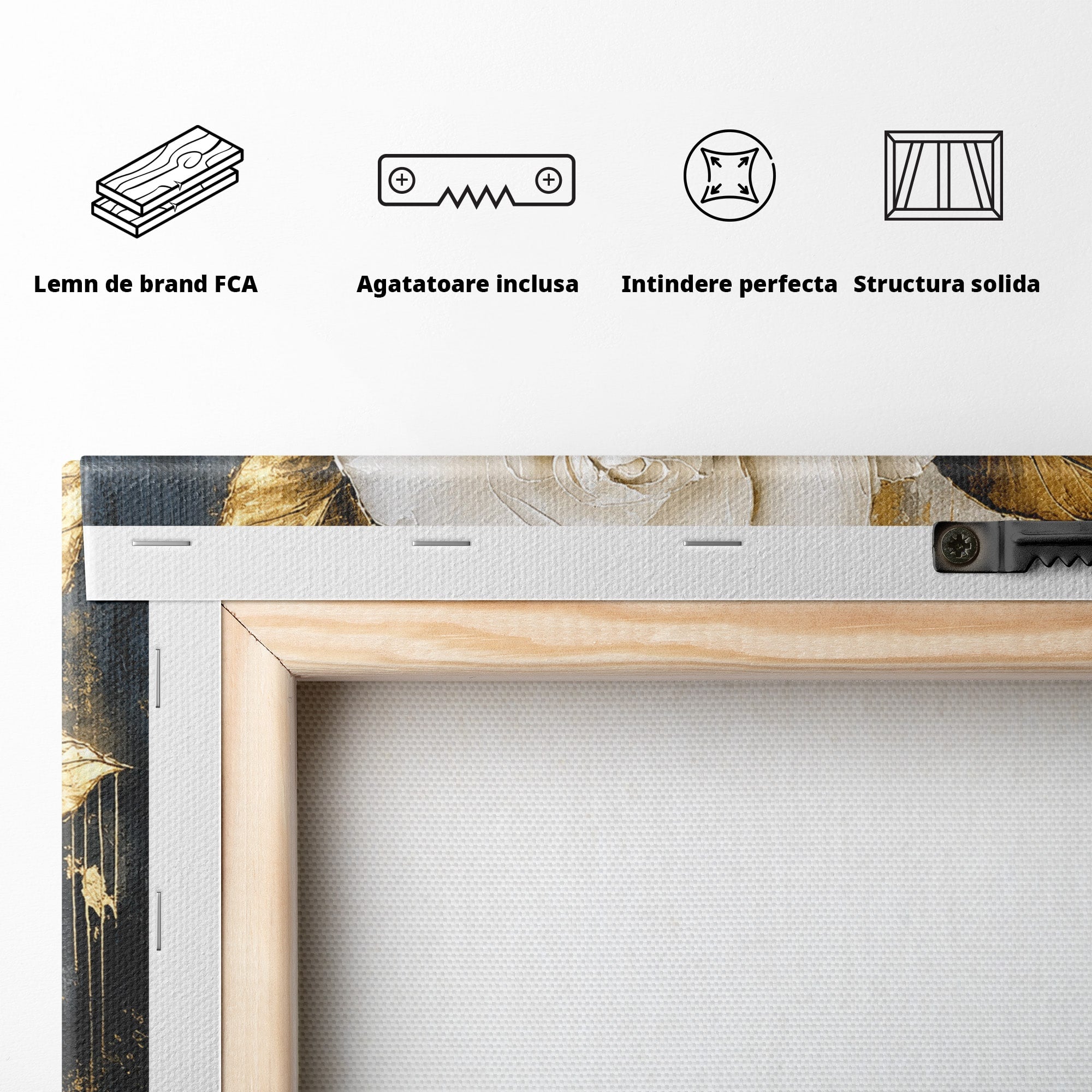 Tablou Canvas Premium LuxCanva® A1831, Trandafirul De Aur, Trandafir, Floare, Eleganta, Arta, Dormitor, Living, Culori Vibrante