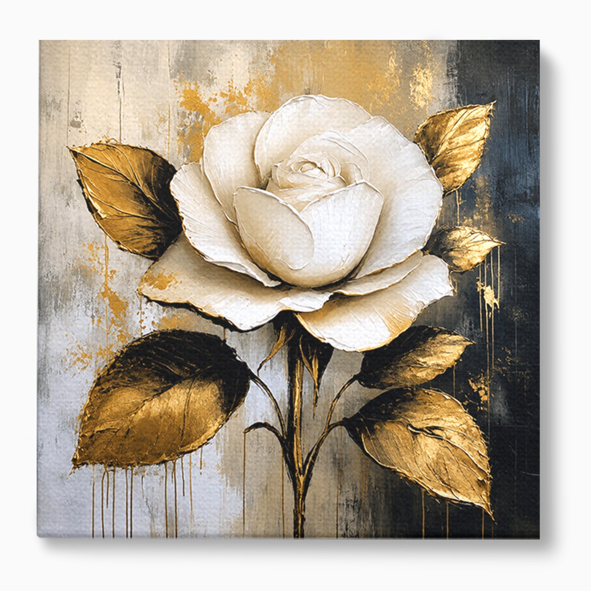 Tablou Canvas Premium LuxCanva® A1831, Trandafirul De Aur, Trandafir, Floare, Eleganta, Arta, Dormitor, Living, Culori Vibrante