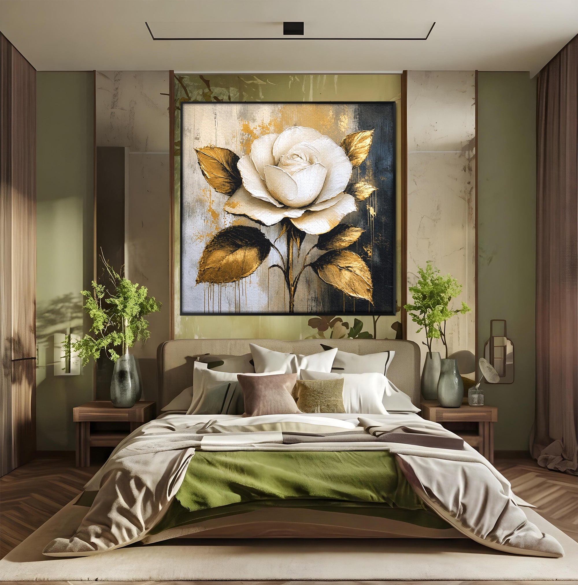 Tablou Canvas Premium LuxCanva® A1831, Trandafirul De Aur, Trandafir, Floare, Eleganta, Arta, Dormitor, Living, Culori Vibrante