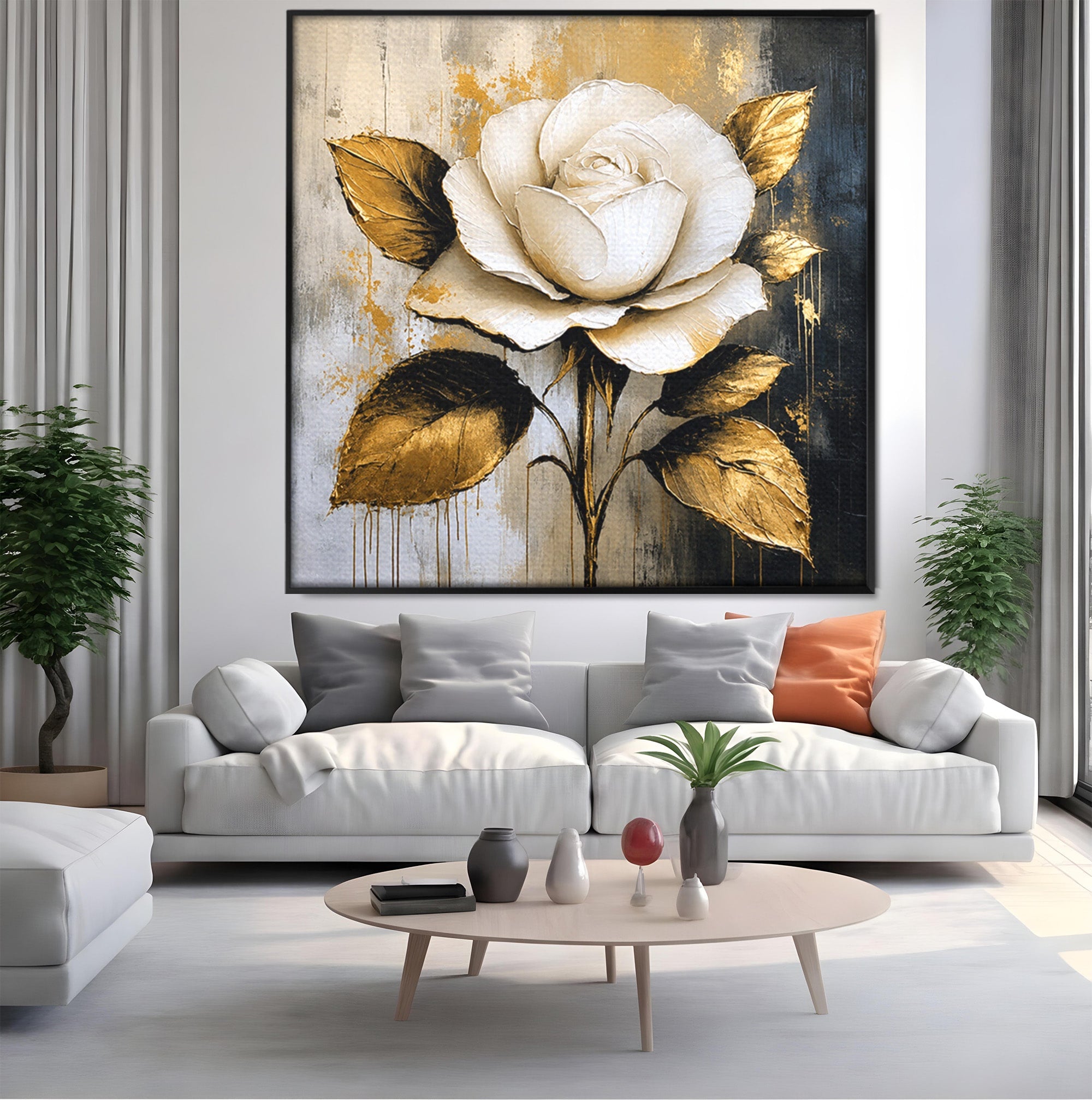 Tablou Canvas Premium LuxCanva® A1831, Trandafirul De Aur, Trandafir, Floare, Eleganta, Arta, Dormitor, Living, Culori Vibrante