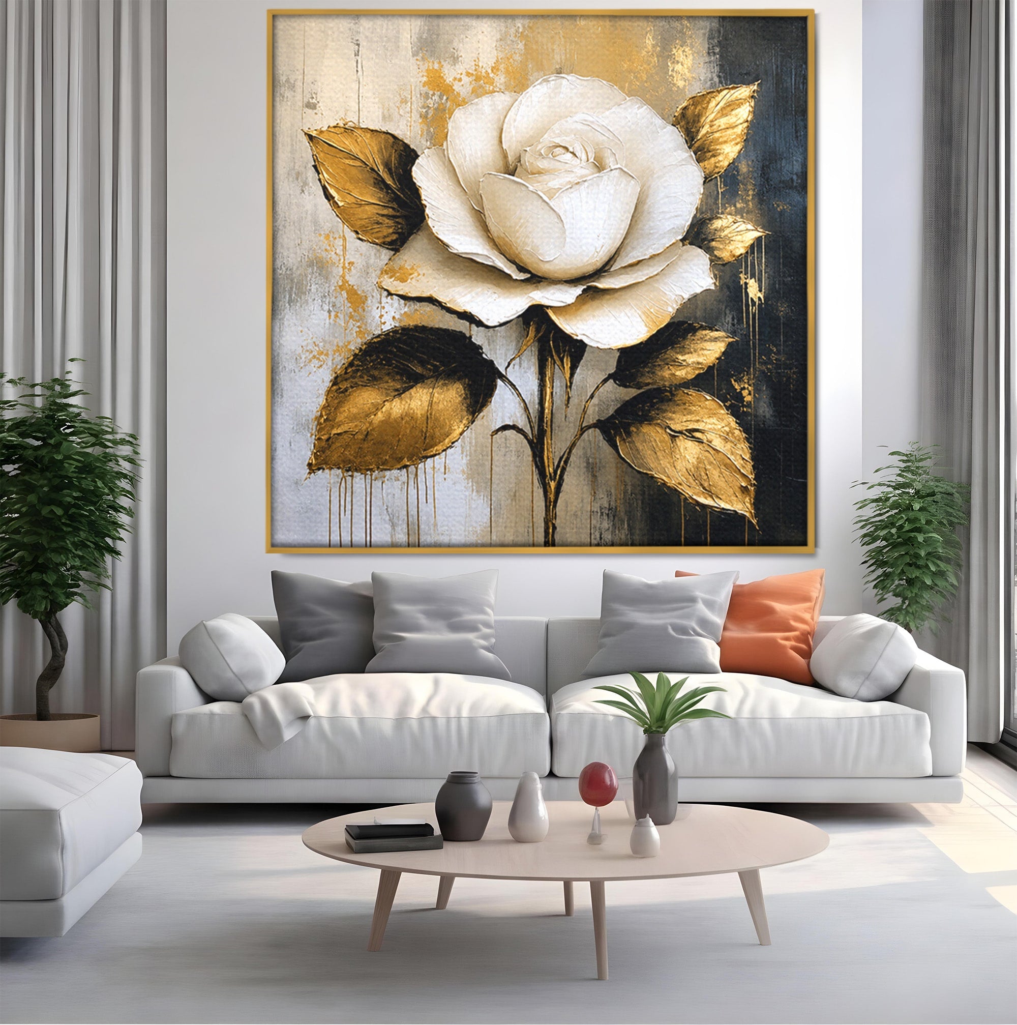 Tablou Canvas Premium LuxCanva® A1831, Trandafirul De Aur, Trandafir, Floare, Eleganta, Arta, Dormitor, Living, Culori Vibrante
