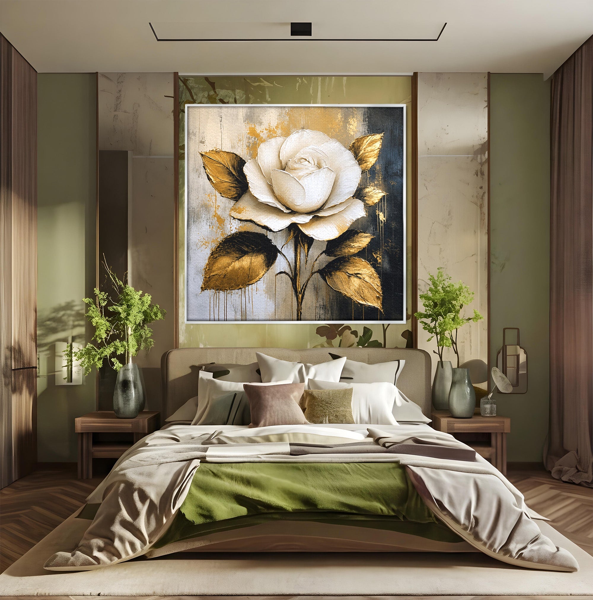 Tablou Canvas Premium LuxCanva® A1831, Trandafirul De Aur, Trandafir, Floare, Eleganta, Arta, Dormitor, Living, Culori Vibrante