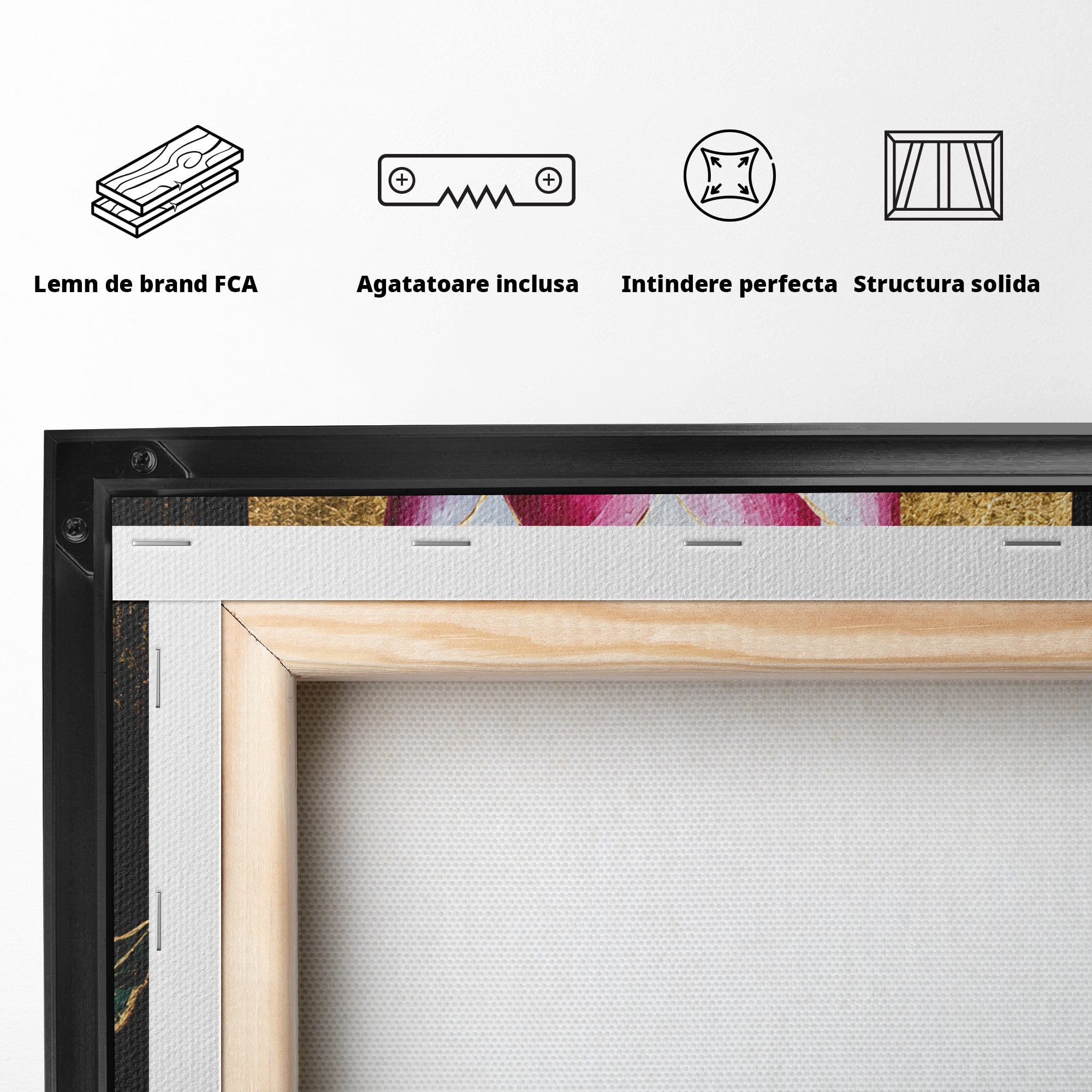Tablou Canvas Premium LuxCanva® A1832, Eclipsa Florii, Floare, Lotus, Auriu, Living, Dormitor, Culori Vibrante