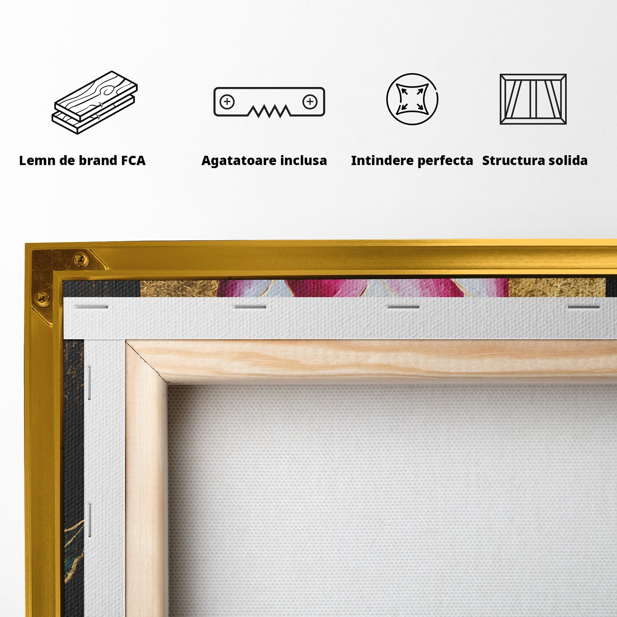Tablou Canvas Premium LuxCanva® A1832, Eclipsa Florii, Floare, Lotus, Auriu, Living, Dormitor, Culori Vibrante
