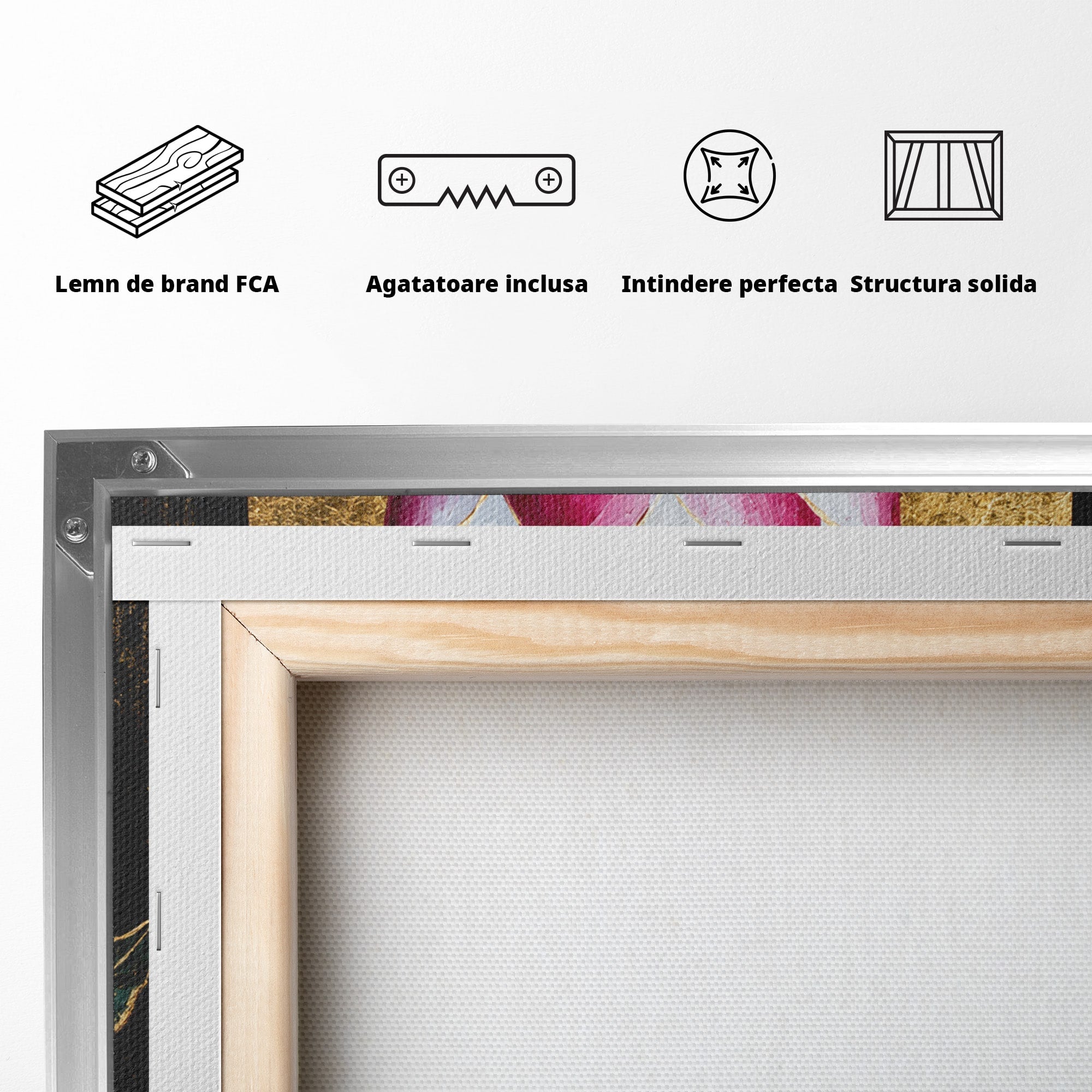 Tablou Canvas Premium LuxCanva® A1832, Eclipsa Florii, Floare, Lotus, Auriu, Living, Dormitor, Culori Vibrante