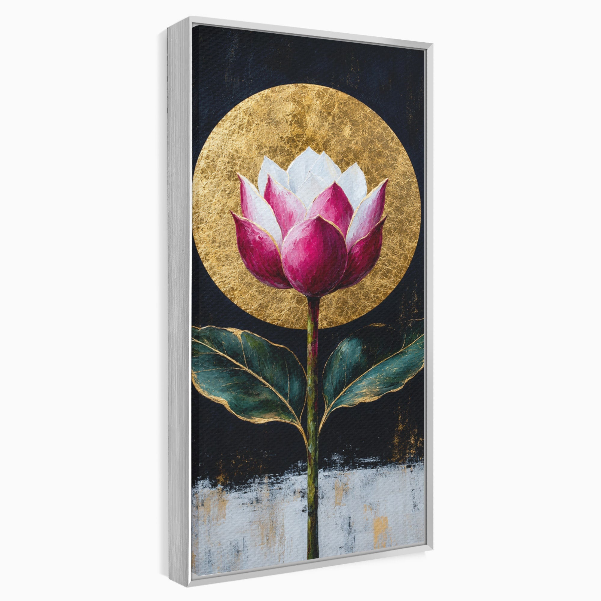 Tablou Canvas Premium LuxCanva® A1832, Eclipsa Florii, Floare, Lotus, Auriu, Living, Dormitor, Culori Vibrante