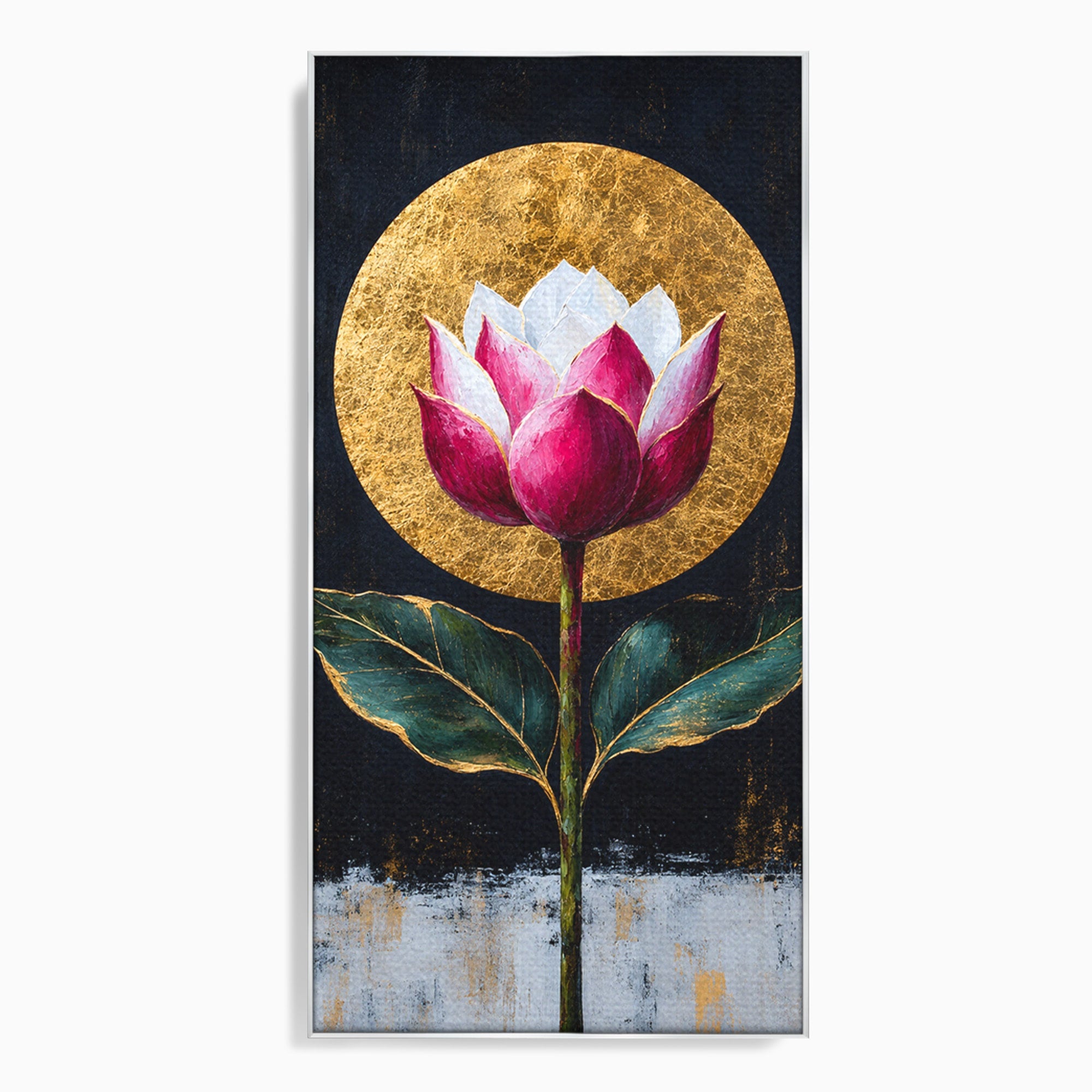 Tablou Canvas Premium LuxCanva® A1832, Eclipsa Florii, Floare, Lotus, Auriu, Living, Dormitor, Culori Vibrante