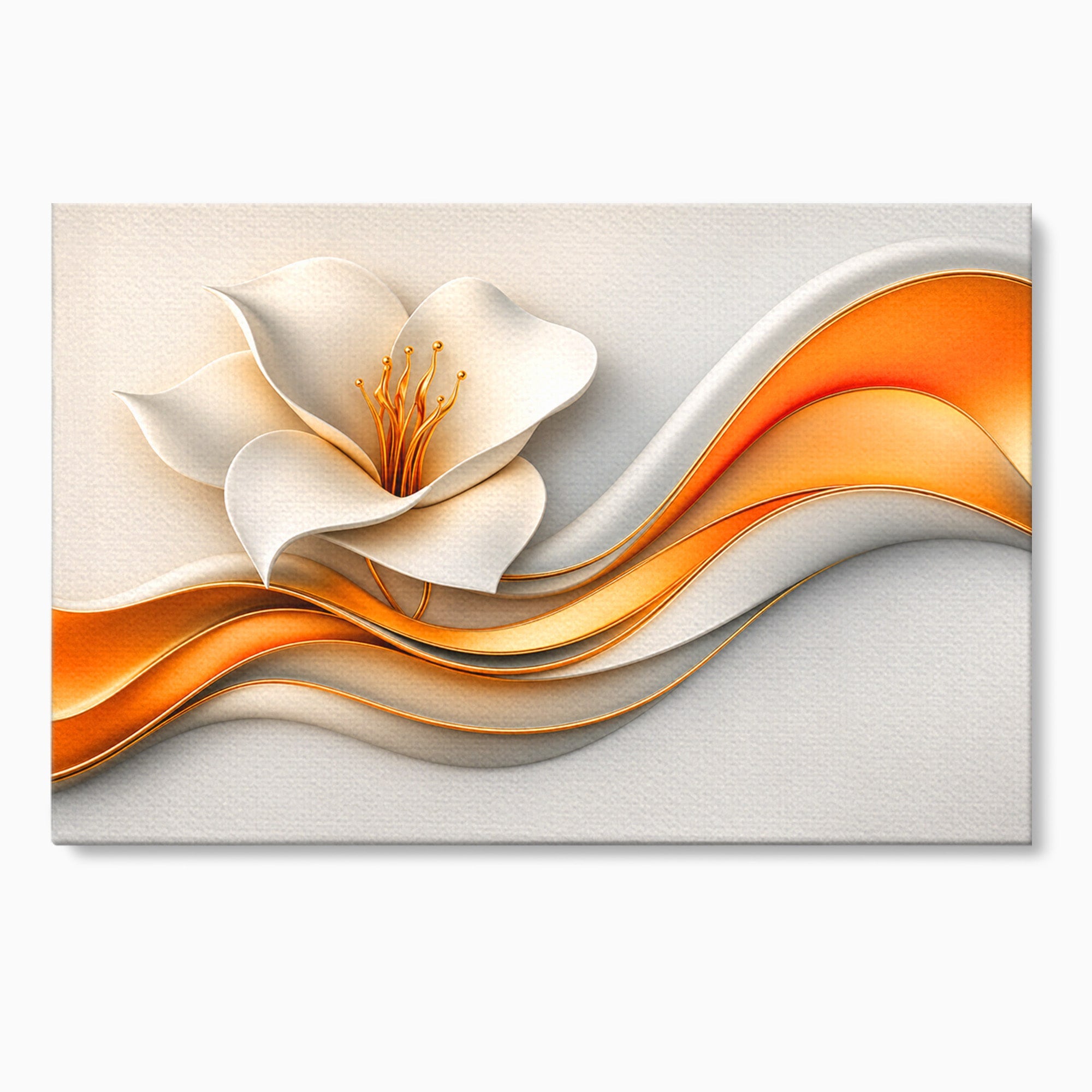 Tablou Canvas Premium LuxCanva® A1835, Ritmuri Aurii, Floare, Abstract, Eleganta, Living, Dormitor, Culori Vibrante