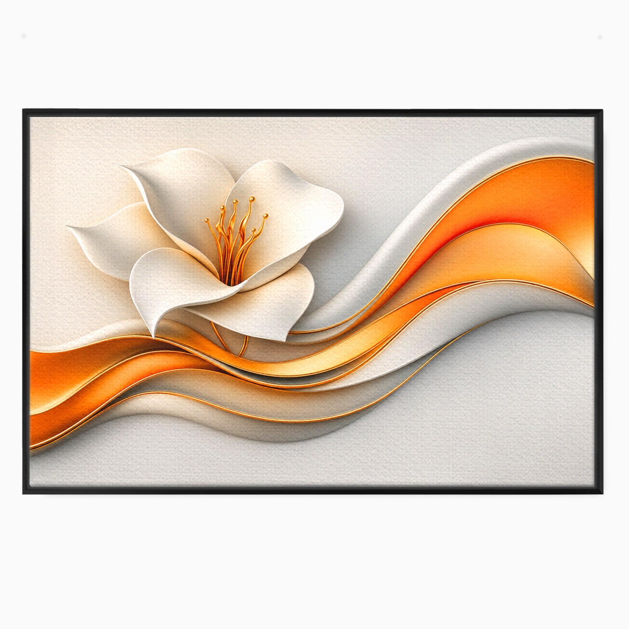 Tablou Canvas Premium LuxCanva® A1835, Ritmuri Aurii, Floare, Abstract, Eleganta, Living, Dormitor, Culori Vibrante