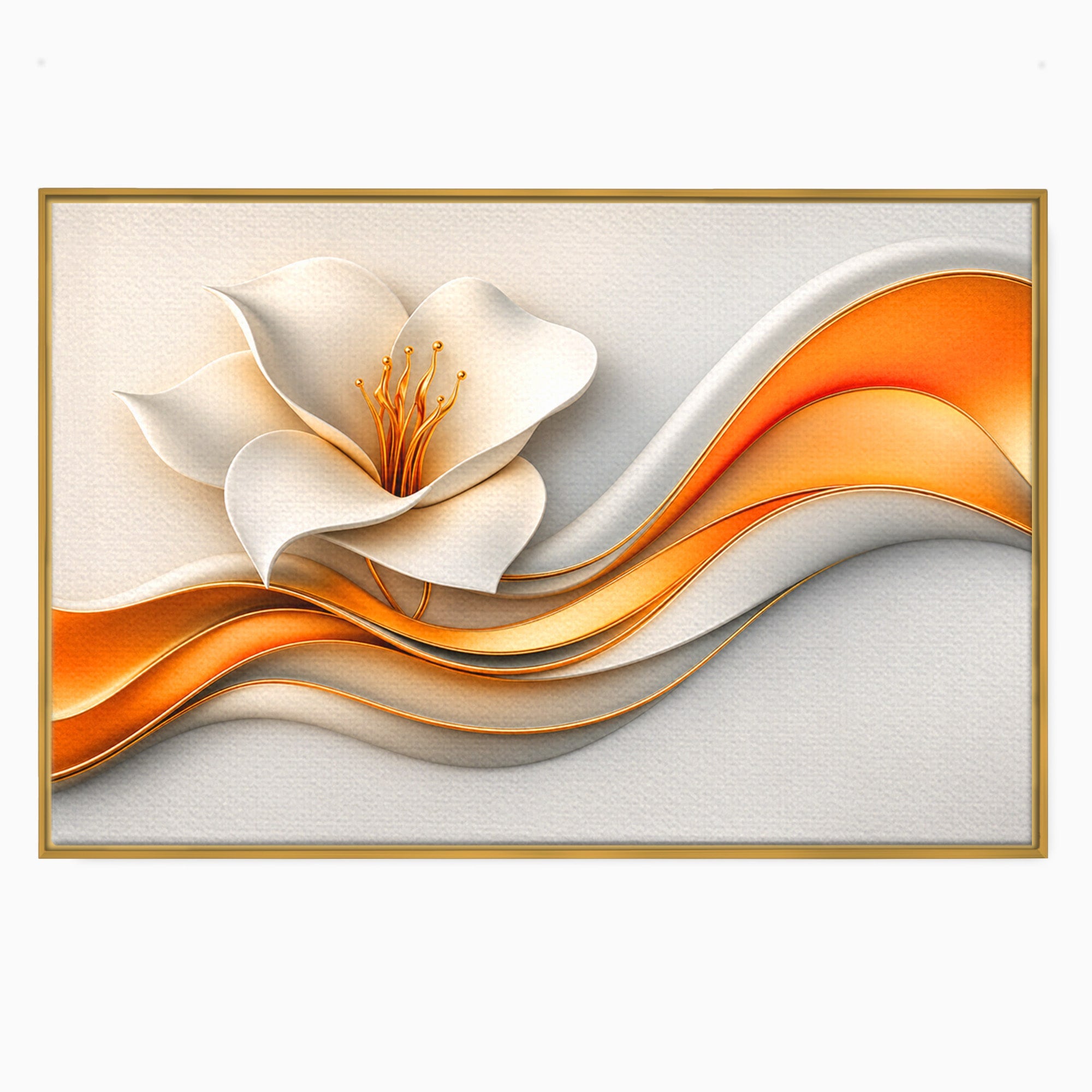 Tablou Canvas Premium LuxCanva® A1835, Ritmuri Aurii, Floare, Abstract, Eleganta, Living, Dormitor, Culori Vibrante