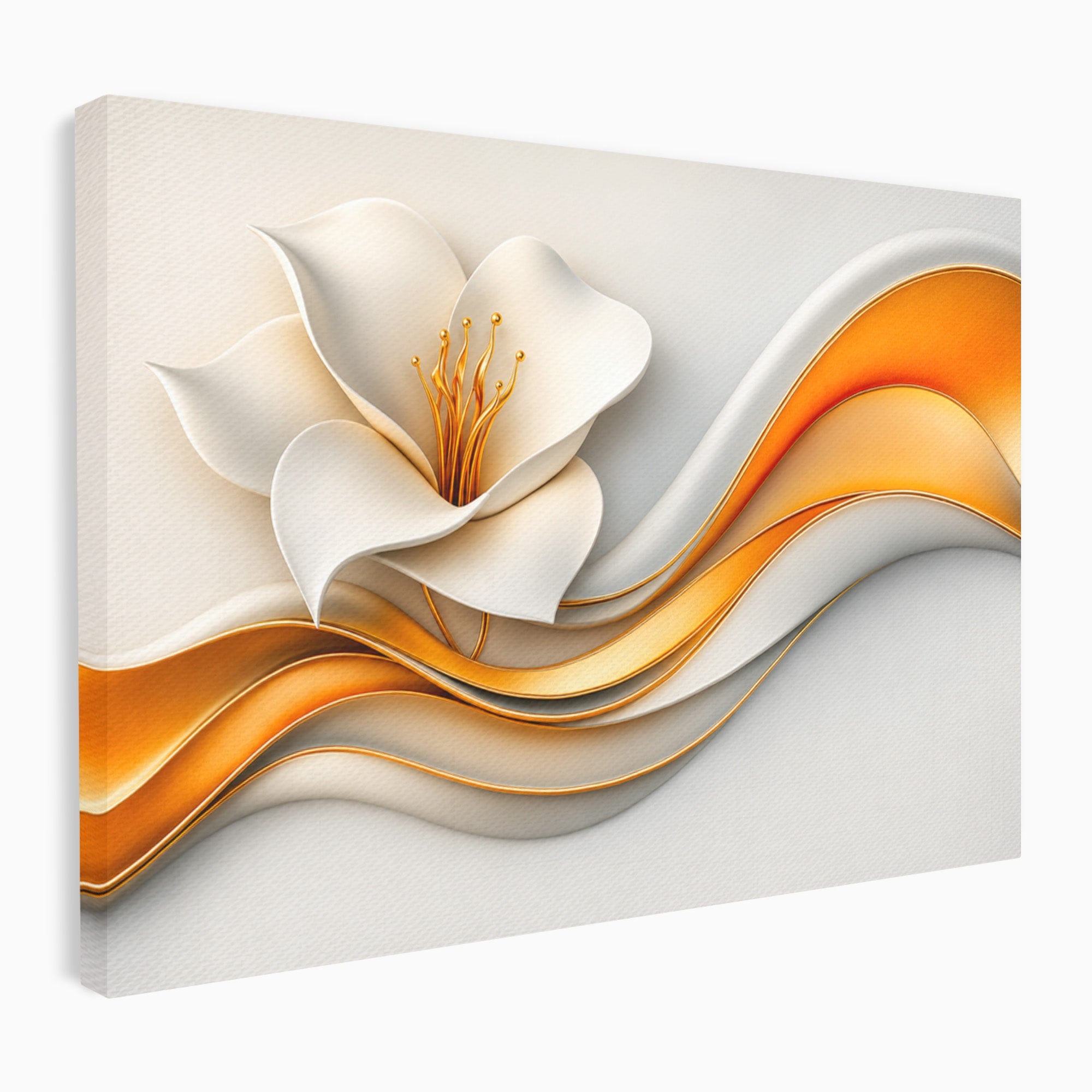 Tablou Canvas Premium LuxCanva® A1835, Ritmuri Aurii, Floare, Abstract, Eleganta, Living, Dormitor, Culori Vibrante