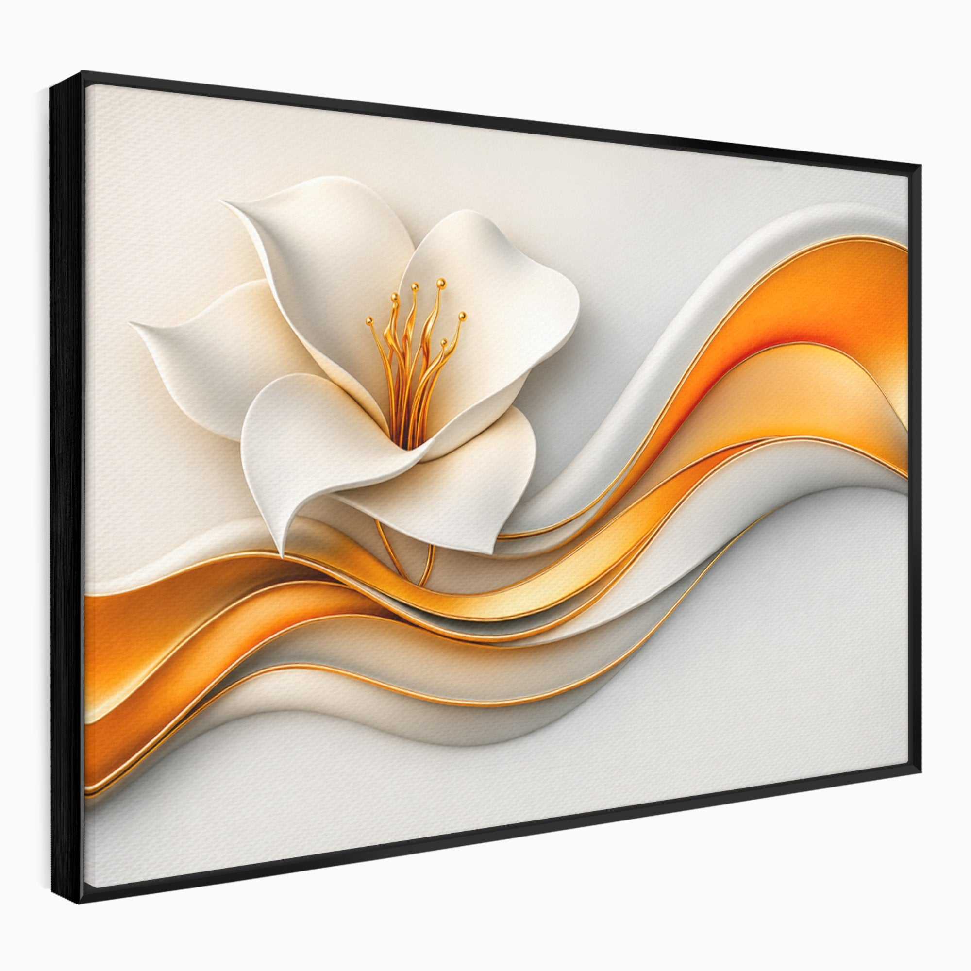 Tablou Canvas Premium LuxCanva® A1835, Ritmuri Aurii, Floare, Abstract, Eleganta, Living, Dormitor, Culori Vibrante