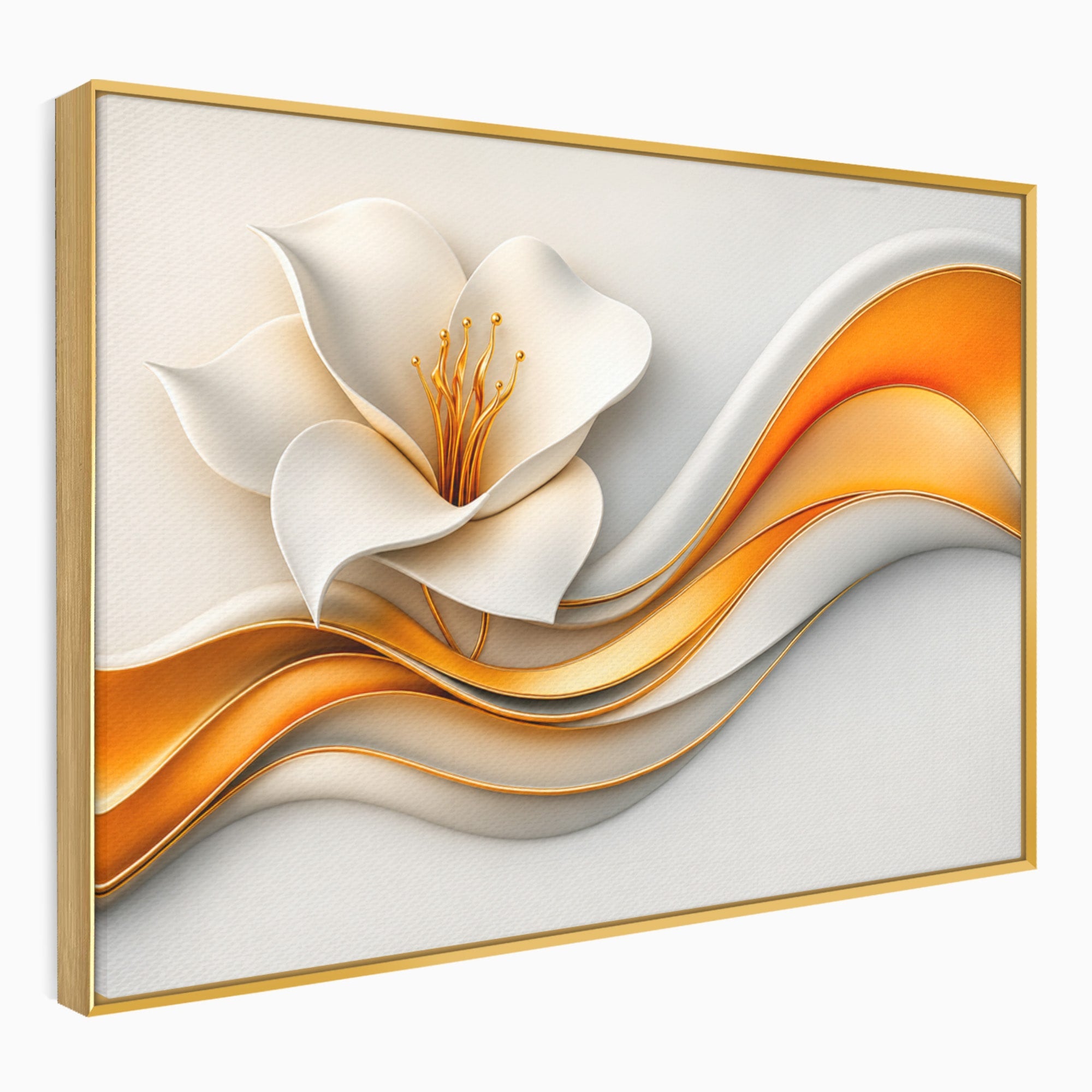 Tablou Canvas Premium LuxCanva® A1835, Ritmuri Aurii, Floare, Abstract, Eleganta, Living, Dormitor, Culori Vibrante