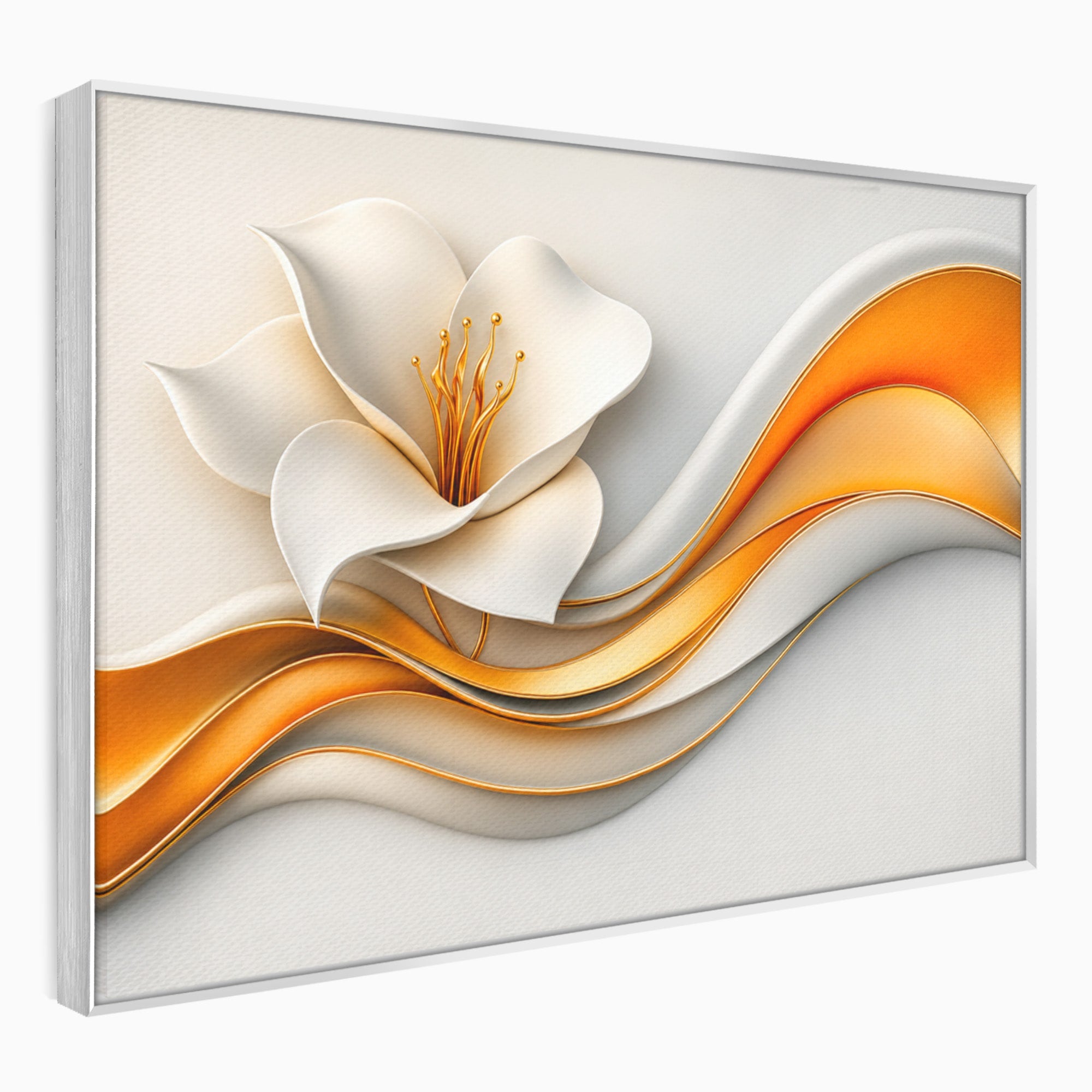 Tablou Canvas Premium LuxCanva® A1835, Ritmuri Aurii, Floare, Abstract, Eleganta, Living, Dormitor, Culori Vibrante