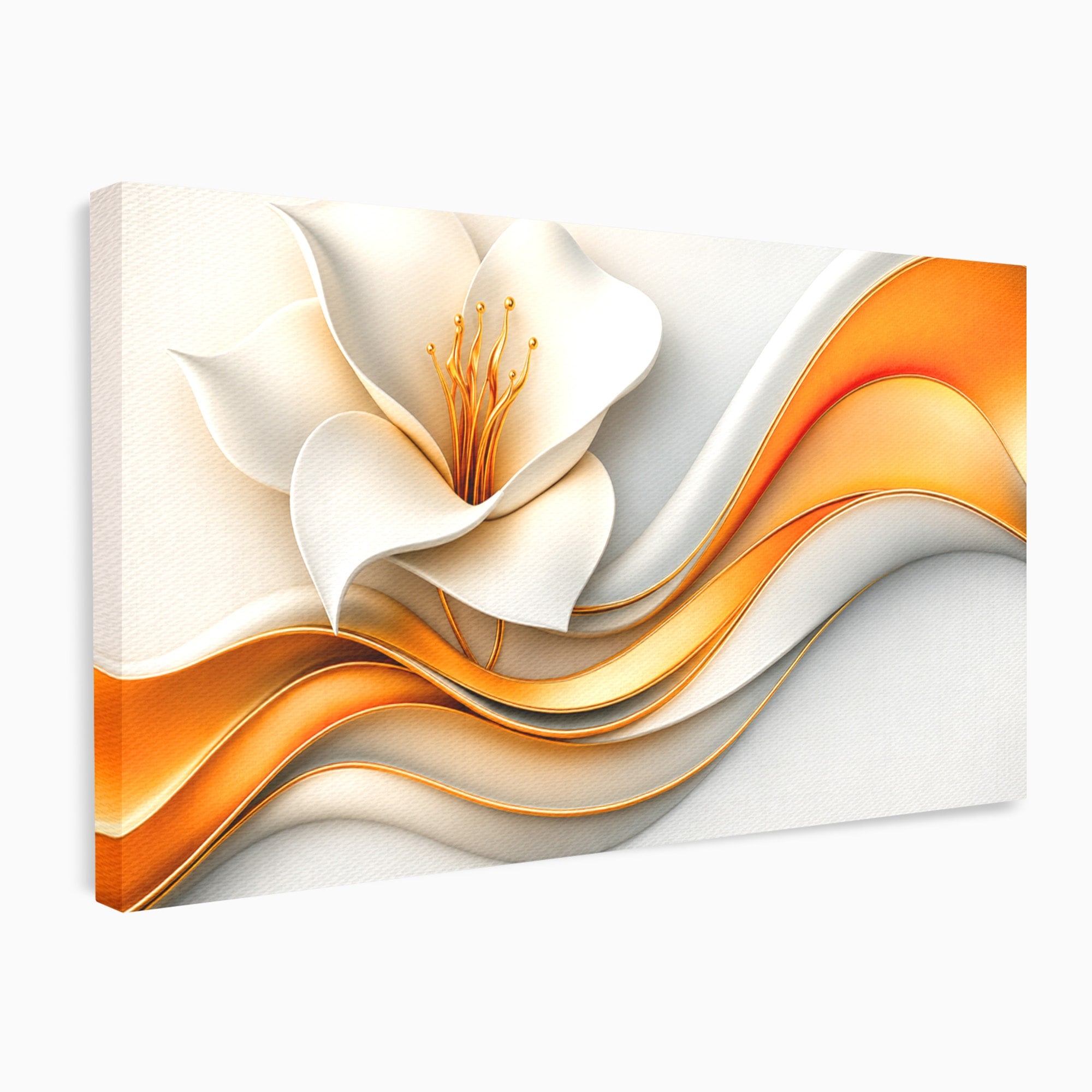 Tablou Canvas Premium LuxCanva® A1835, Ritmuri Aurii, Floare, Abstract, Eleganta, Living, Dormitor, Culori Vibrante
