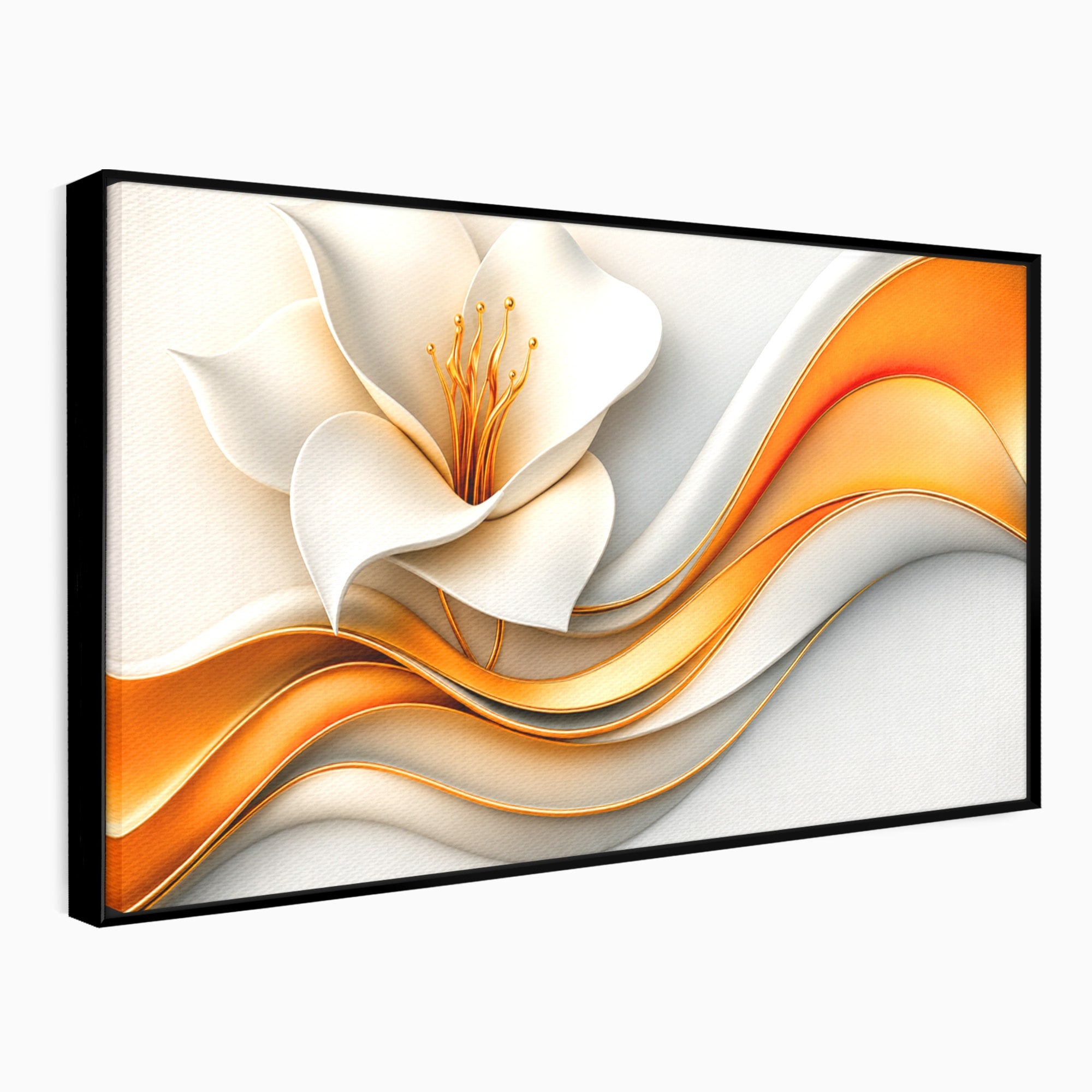 Tablou Canvas Premium LuxCanva® A1835, Ritmuri Aurii, Floare, Abstract, Eleganta, Living, Dormitor, Culori Vibrante