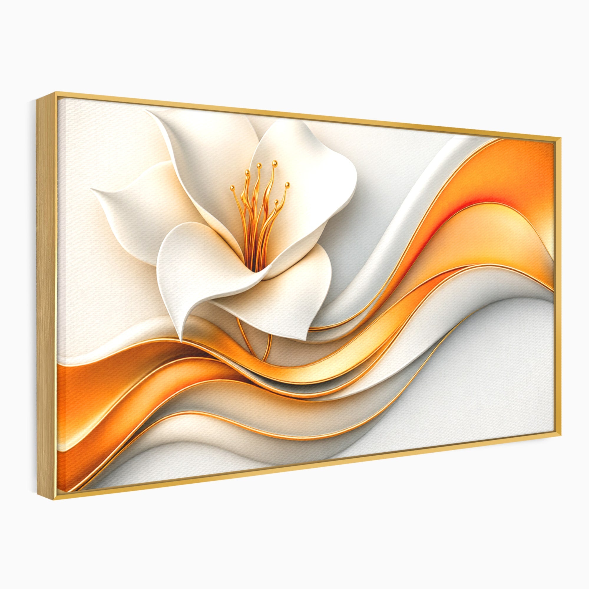 Tablou Canvas Premium LuxCanva® A1835, Ritmuri Aurii, Floare, Abstract, Eleganta, Living, Dormitor, Culori Vibrante