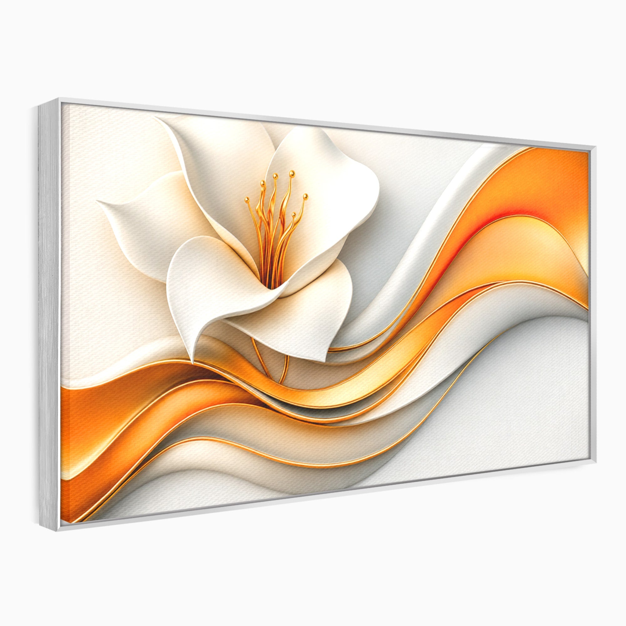 Tablou Canvas Premium LuxCanva® A1835, Ritmuri Aurii, Floare, Abstract, Eleganta, Living, Dormitor, Culori Vibrante