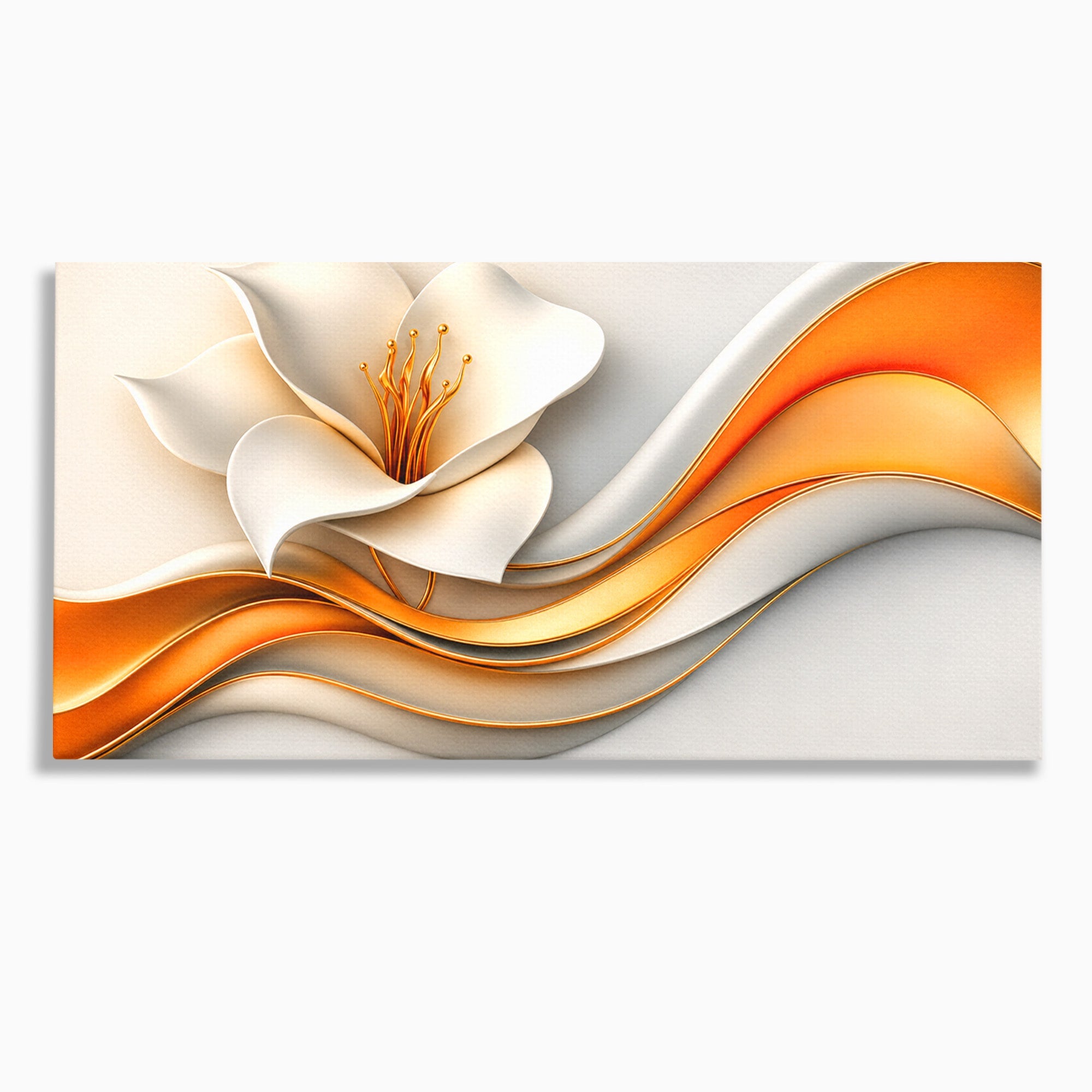 Tablou Canvas Premium LuxCanva® A1835, Ritmuri Aurii, Floare, Abstract, Eleganta, Living, Dormitor, Culori Vibrante