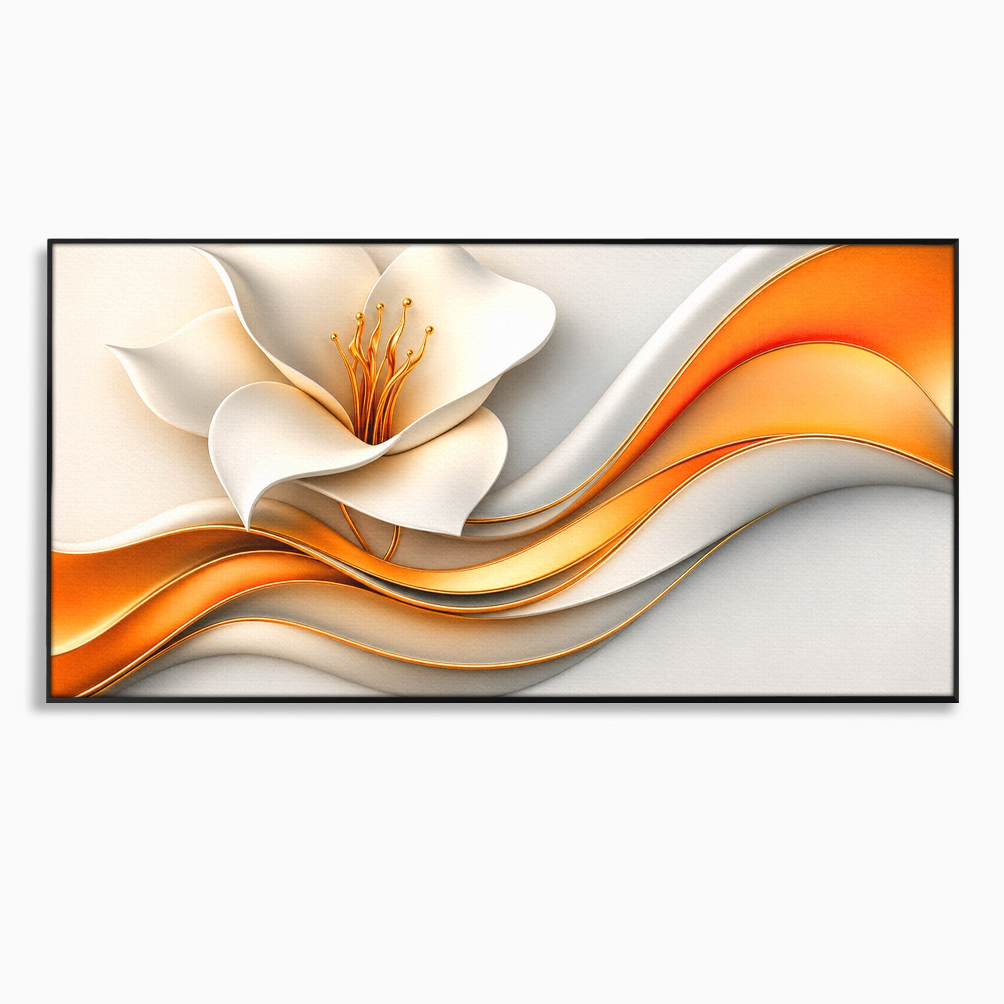 Tablou Canvas Premium LuxCanva® A1835, Ritmuri Aurii, Floare, Abstract, Eleganta, Living, Dormitor, Culori Vibrante