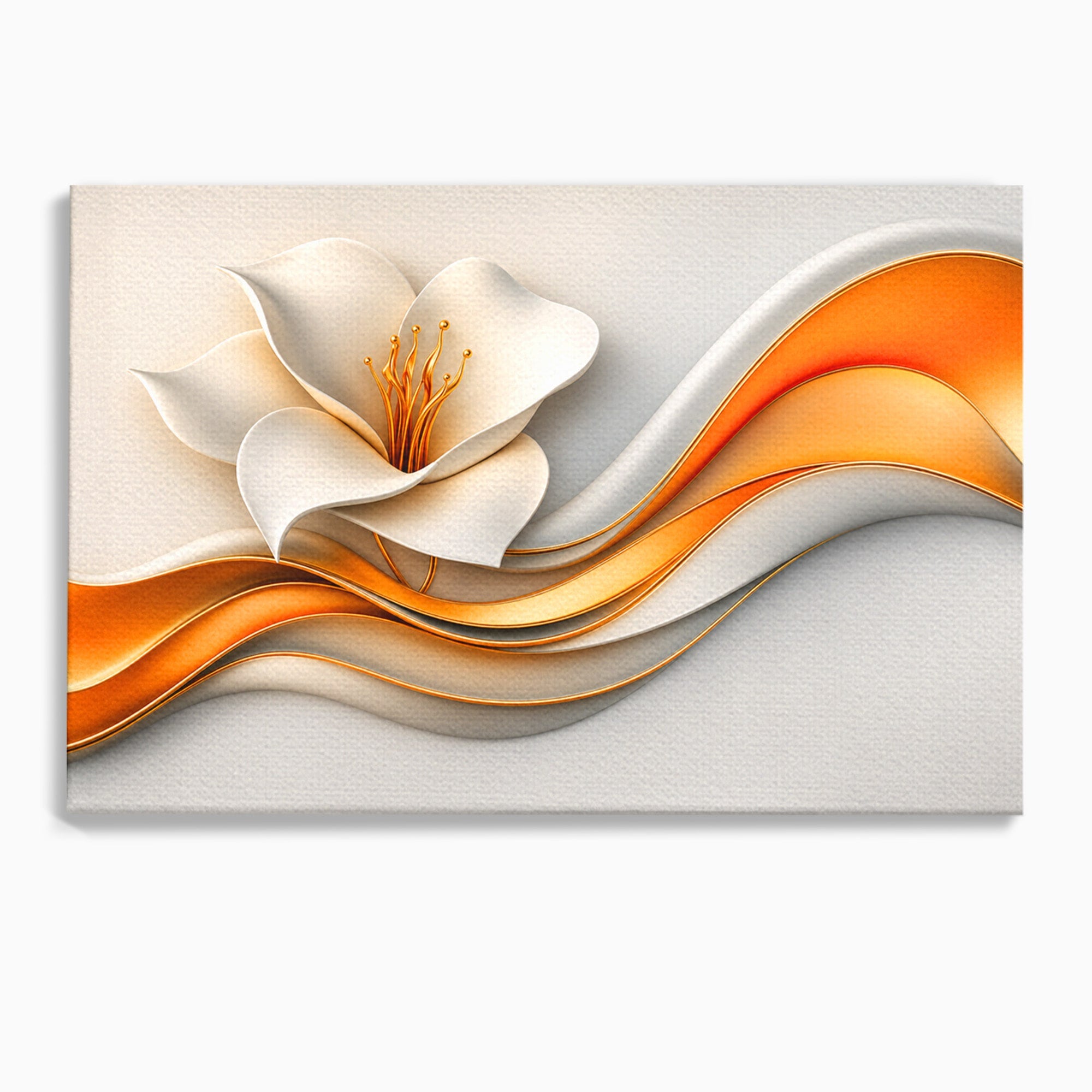 Tablou Canvas Premium LuxCanva® A1835, Ritmuri Aurii, Floare, Abstract, Eleganta, Living, Dormitor, Culori Vibrante