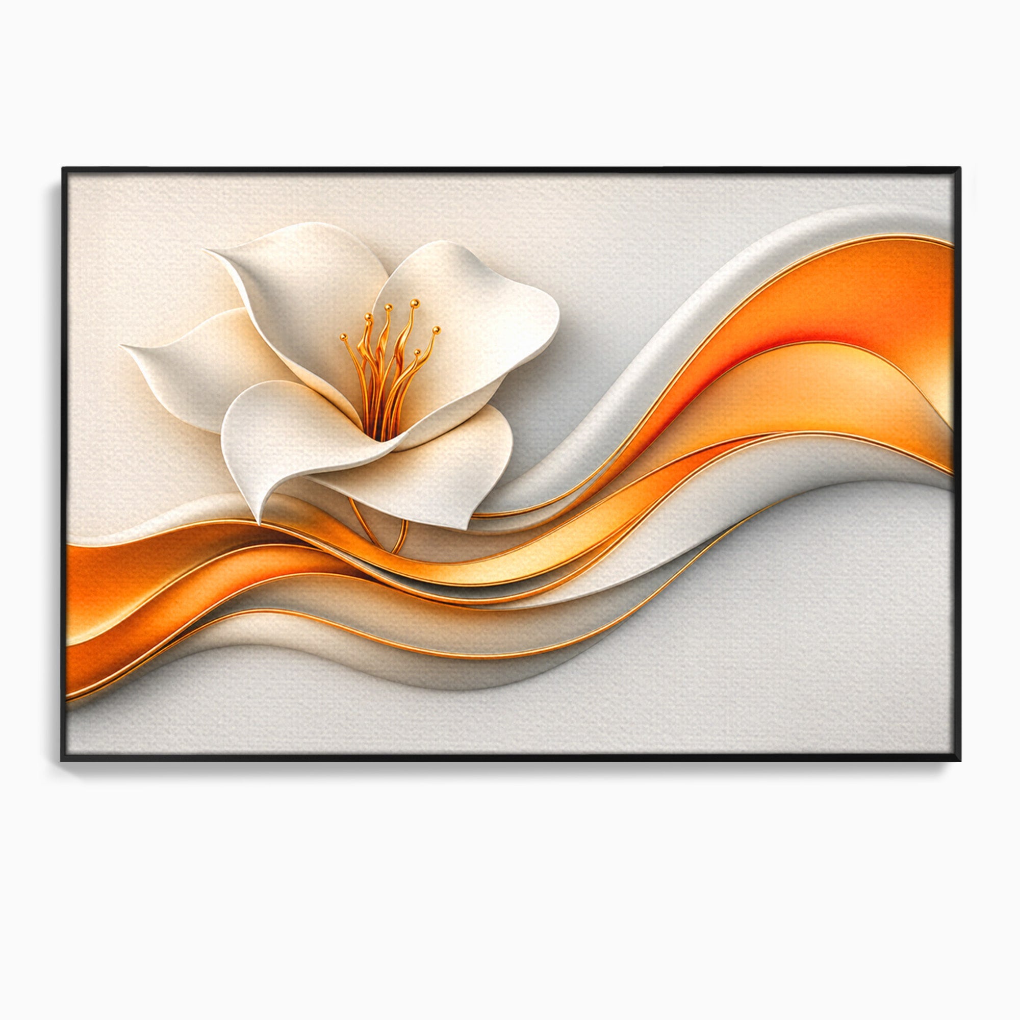 Tablou Canvas Premium LuxCanva® A1835, Ritmuri Aurii, Floare, Abstract, Eleganta, Living, Dormitor, Culori Vibrante