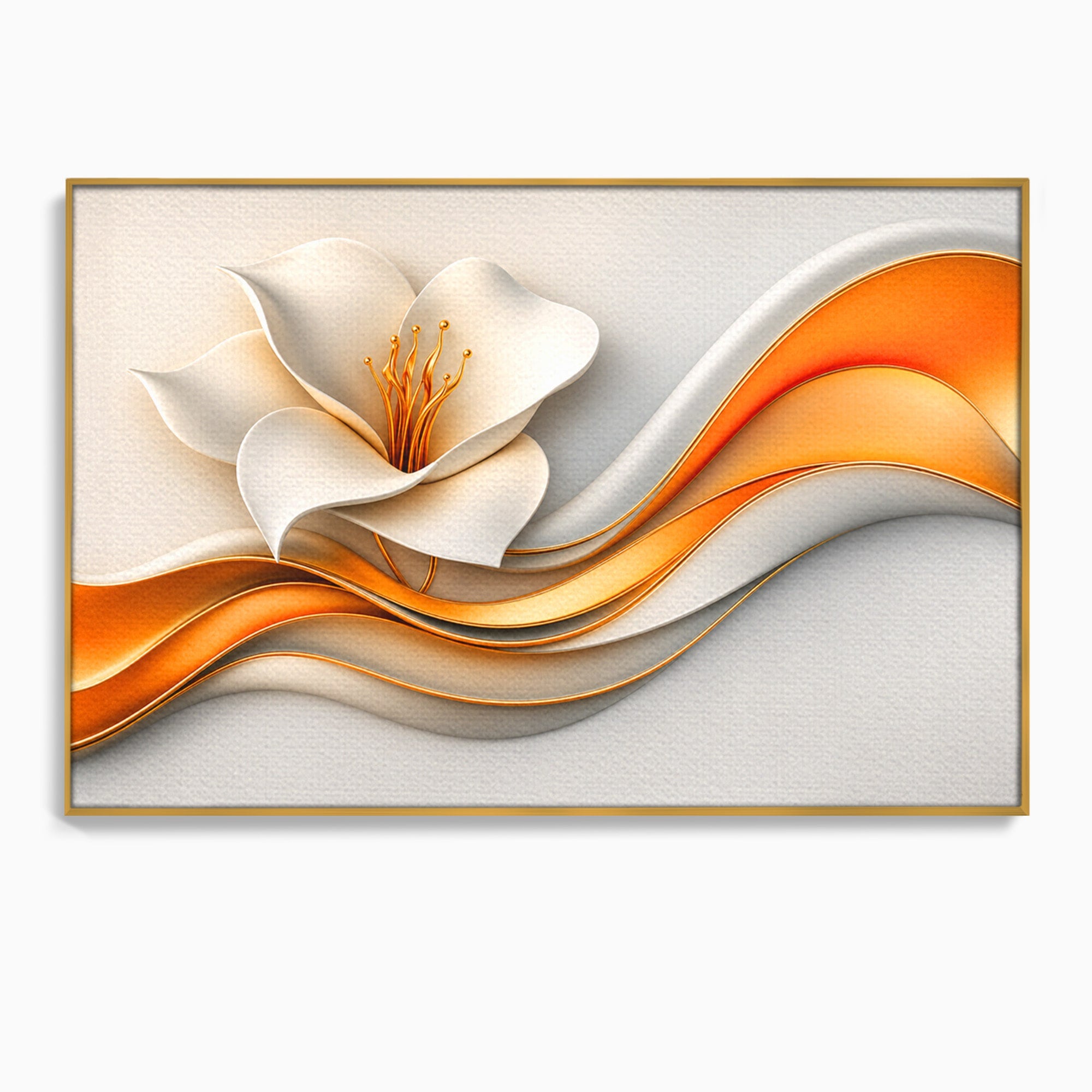 Tablou Canvas Premium LuxCanva® A1835, Ritmuri Aurii, Floare, Abstract, Eleganta, Living, Dormitor, Culori Vibrante